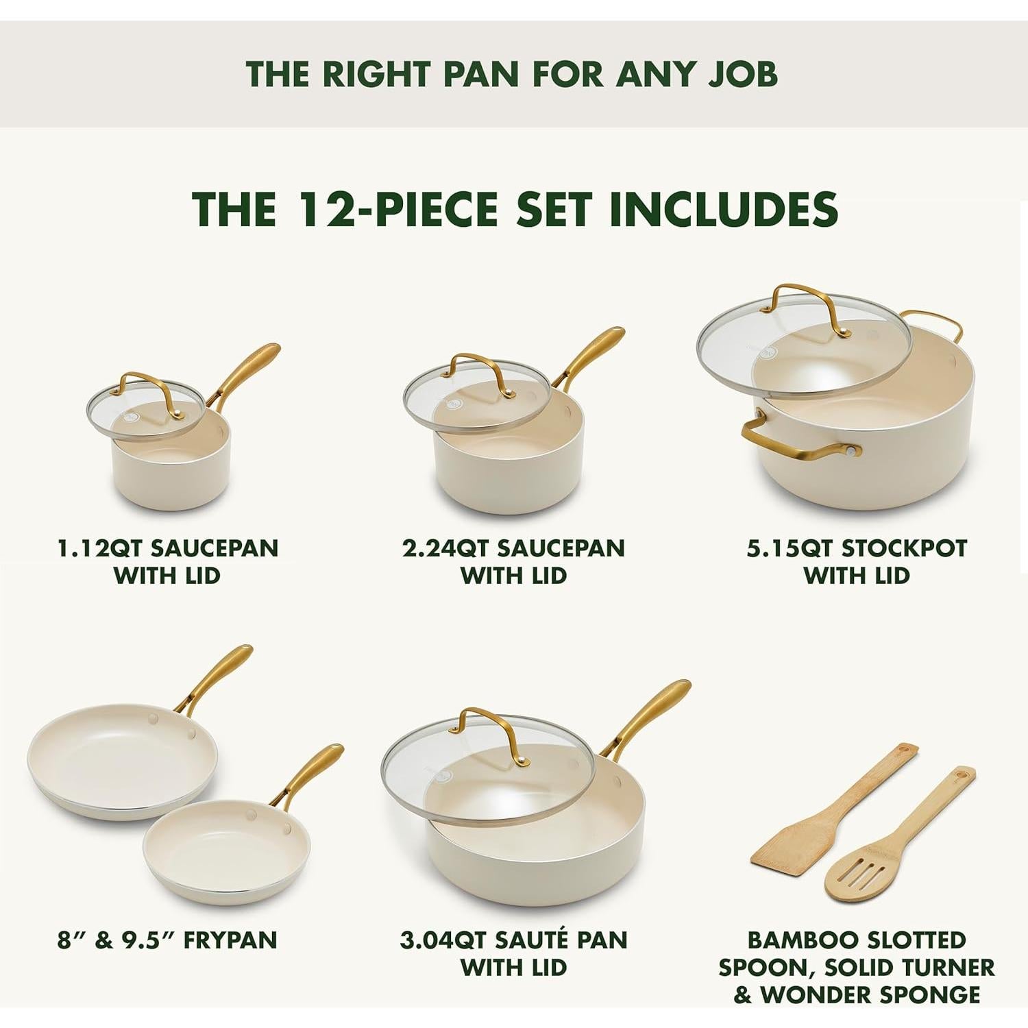 Juego de Utensilios de Cocina GreenPan Swift 12 Piezas Crema