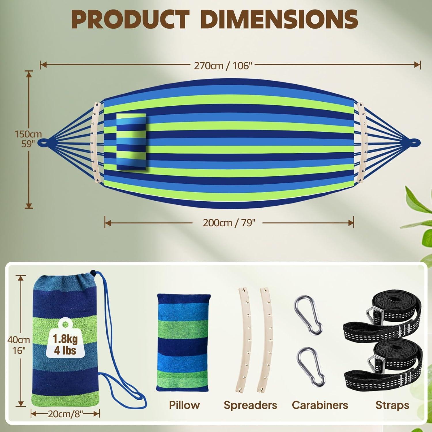 Hamaca Chihee Grande Algodón Soporta 299 kg con Barra