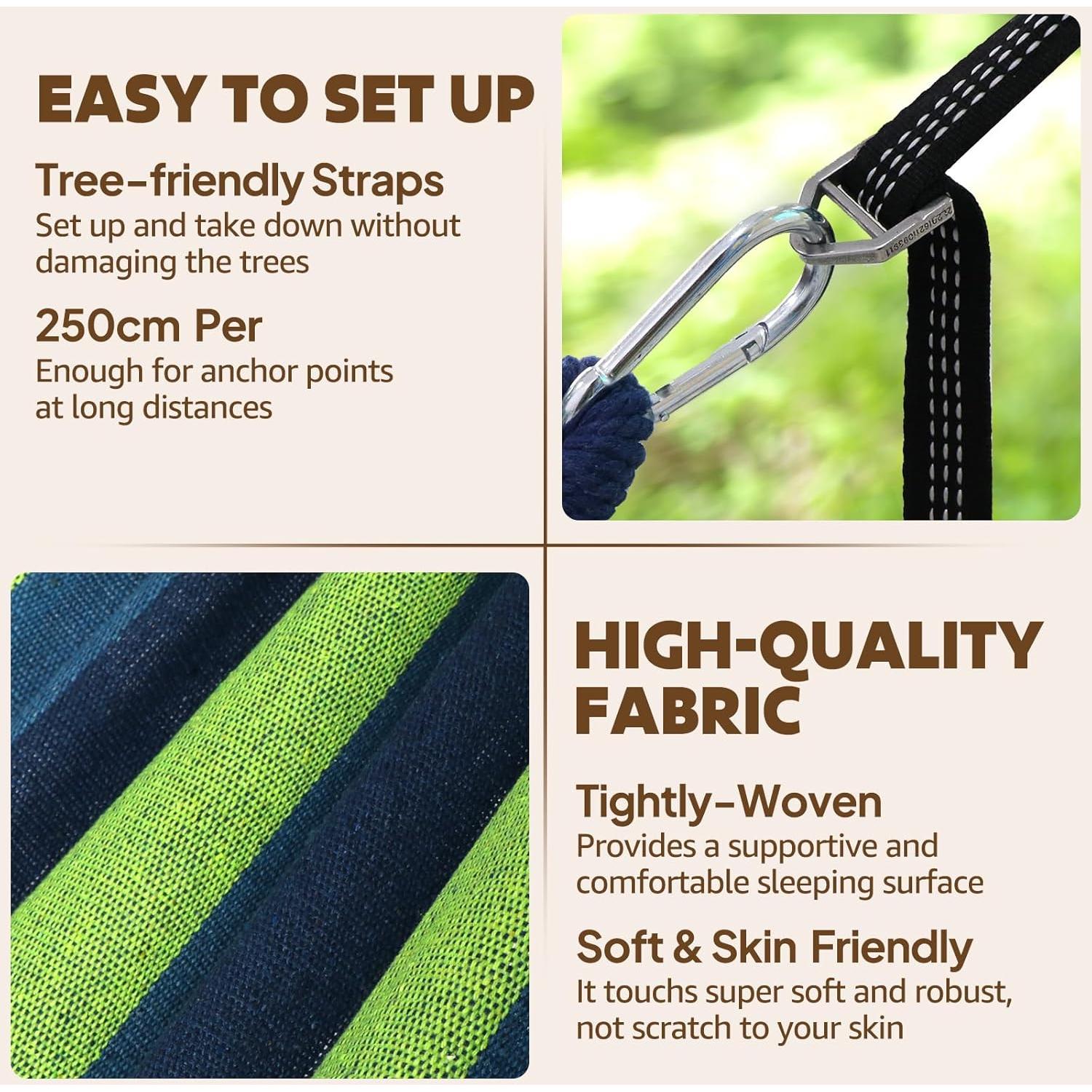 Hamaca Chihee Grande Algodón Soporta 299 kg con Barra