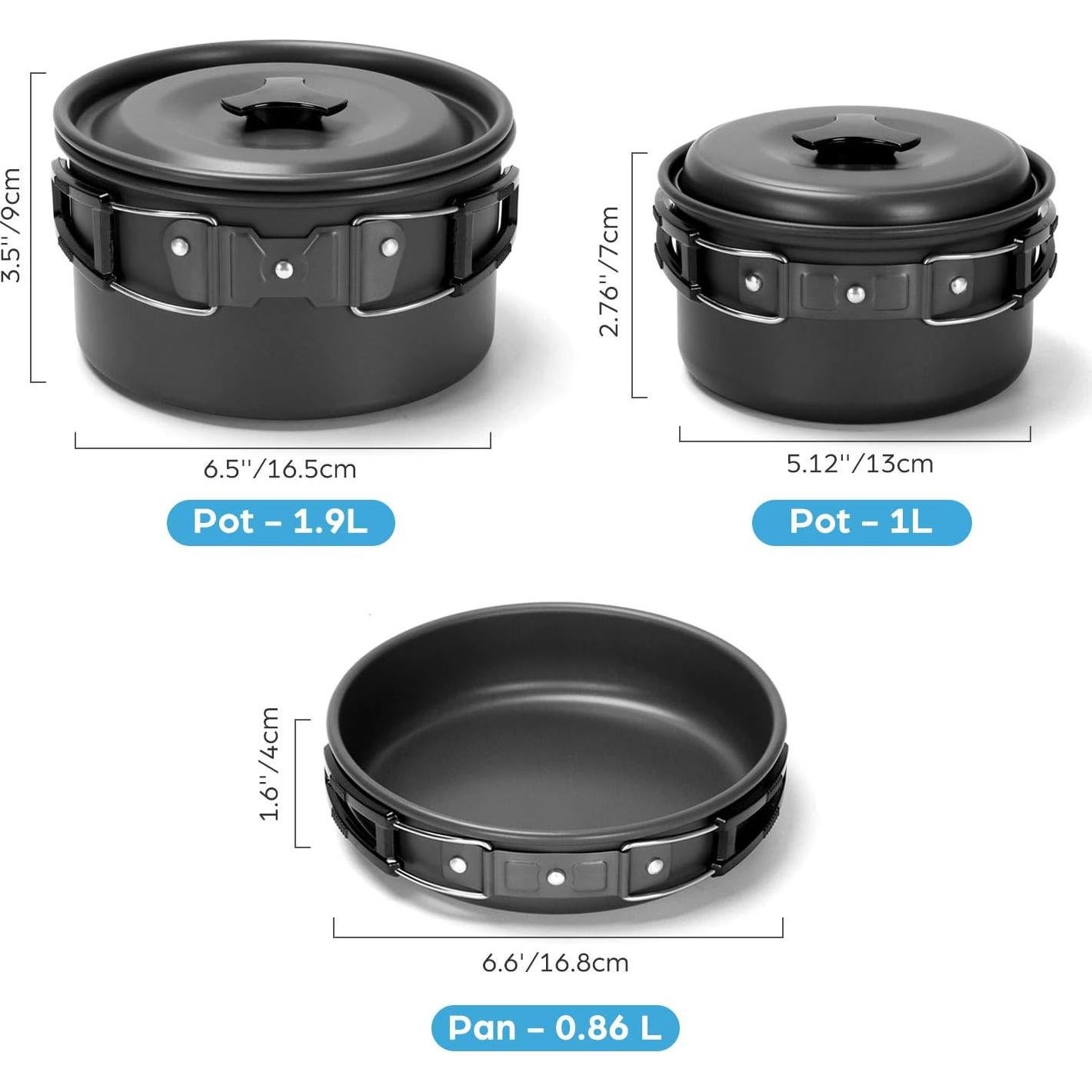 Kit de Cocina para Camping Odoland 16 Piezas con Estufa