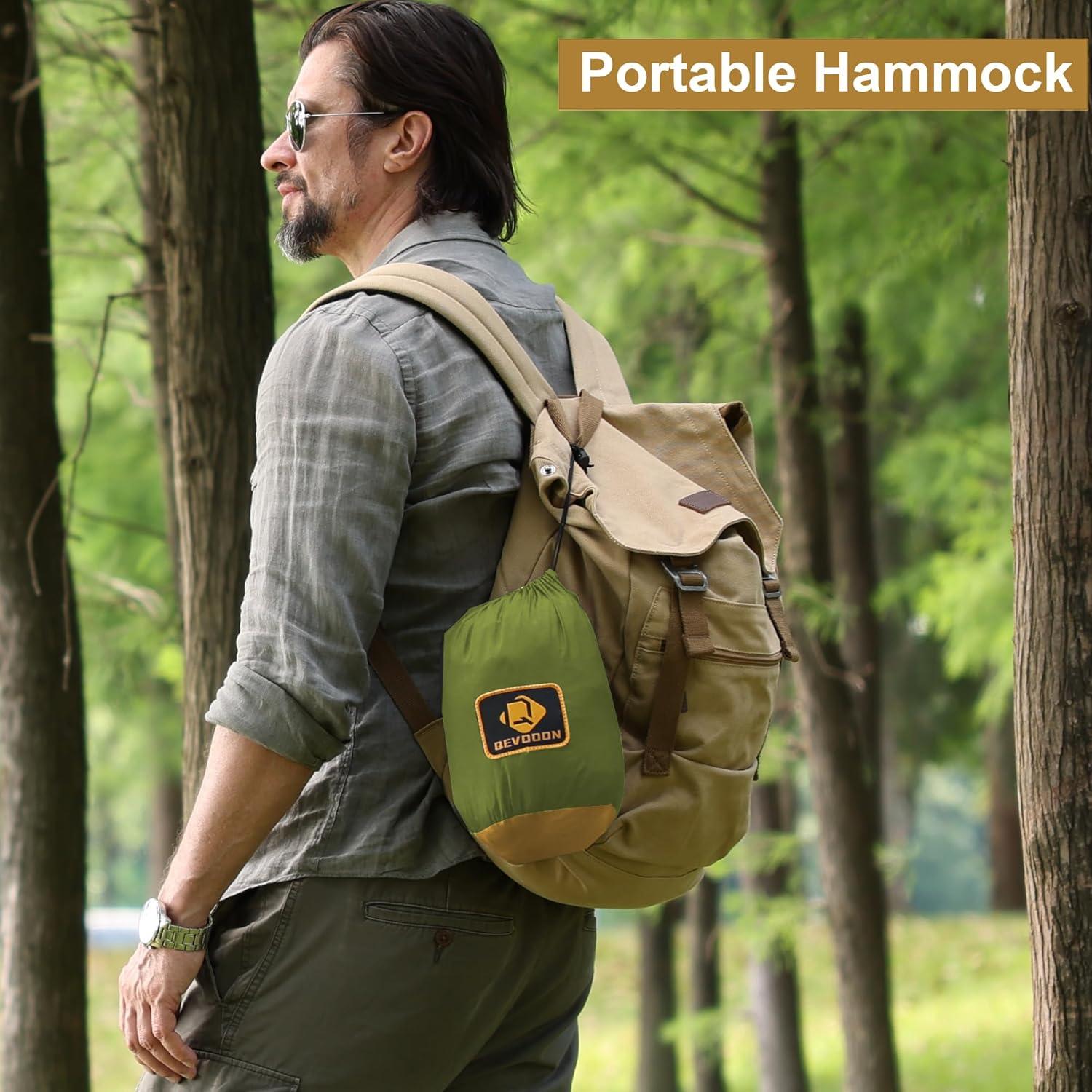 Hamaca Doble Qevooon de Nylon Paracaídas Verde y Caqui