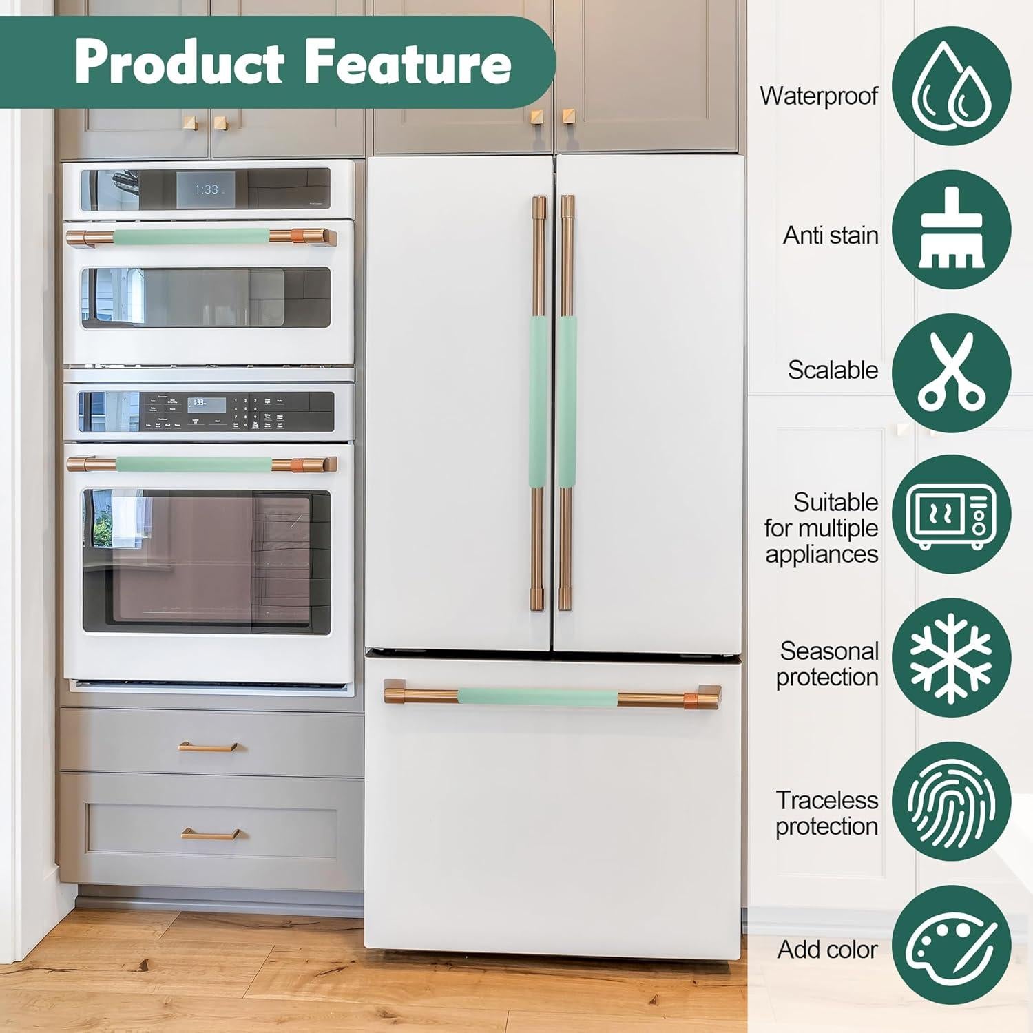 6 Cubiertas de Mango de Refrigerador Windspeed Verde Cuero