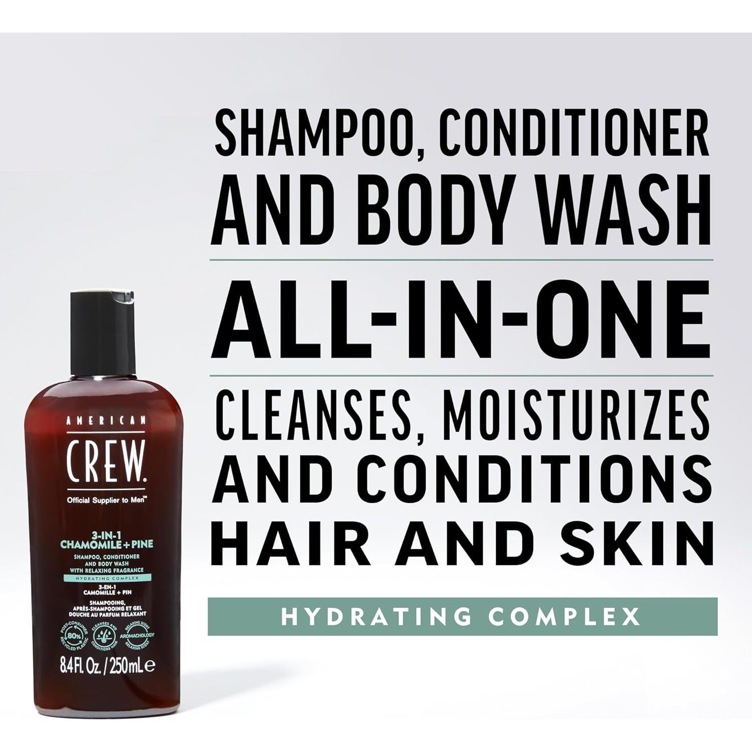 Champú 3 en 1 American Crew Manzanilla + Pino 248 ml