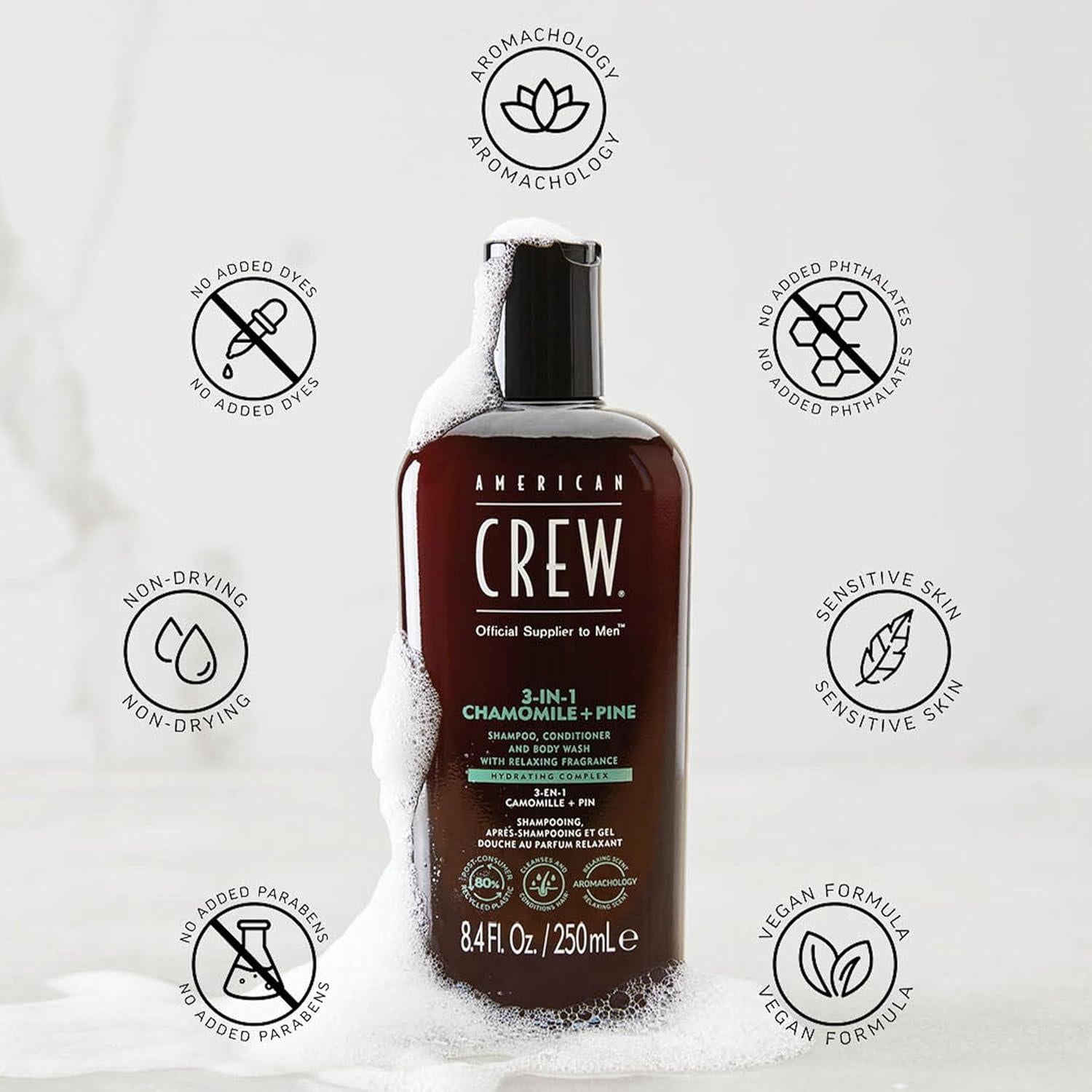 Champú 3 en 1 American Crew Manzanilla + Pino 248 ml