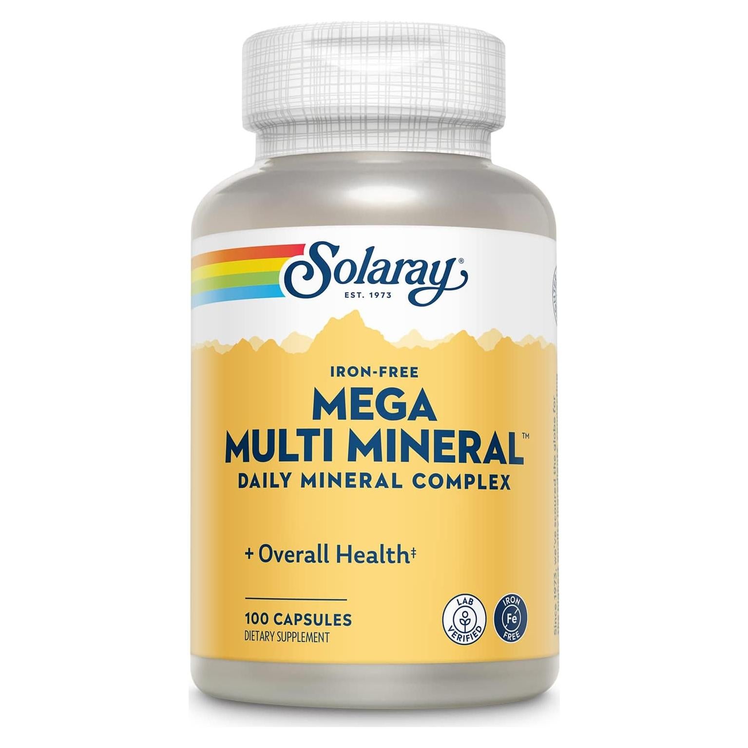 Solaray Mega Multi Mineral No Iron, Vitamin Capsules (076280045147) (100 Capsules, 25 Servings)