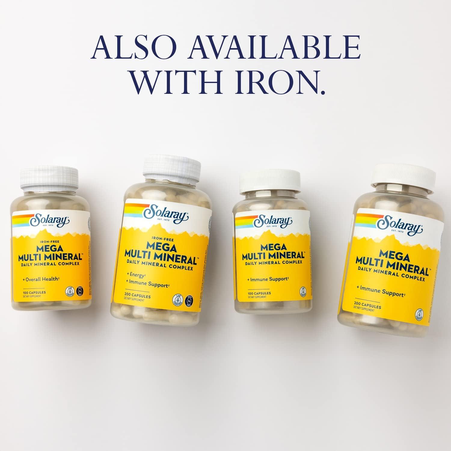 Solaray Mega Multi Mineral No Iron, Vitamin Capsules (076280045147) (100 Capsules, 25 Servings)