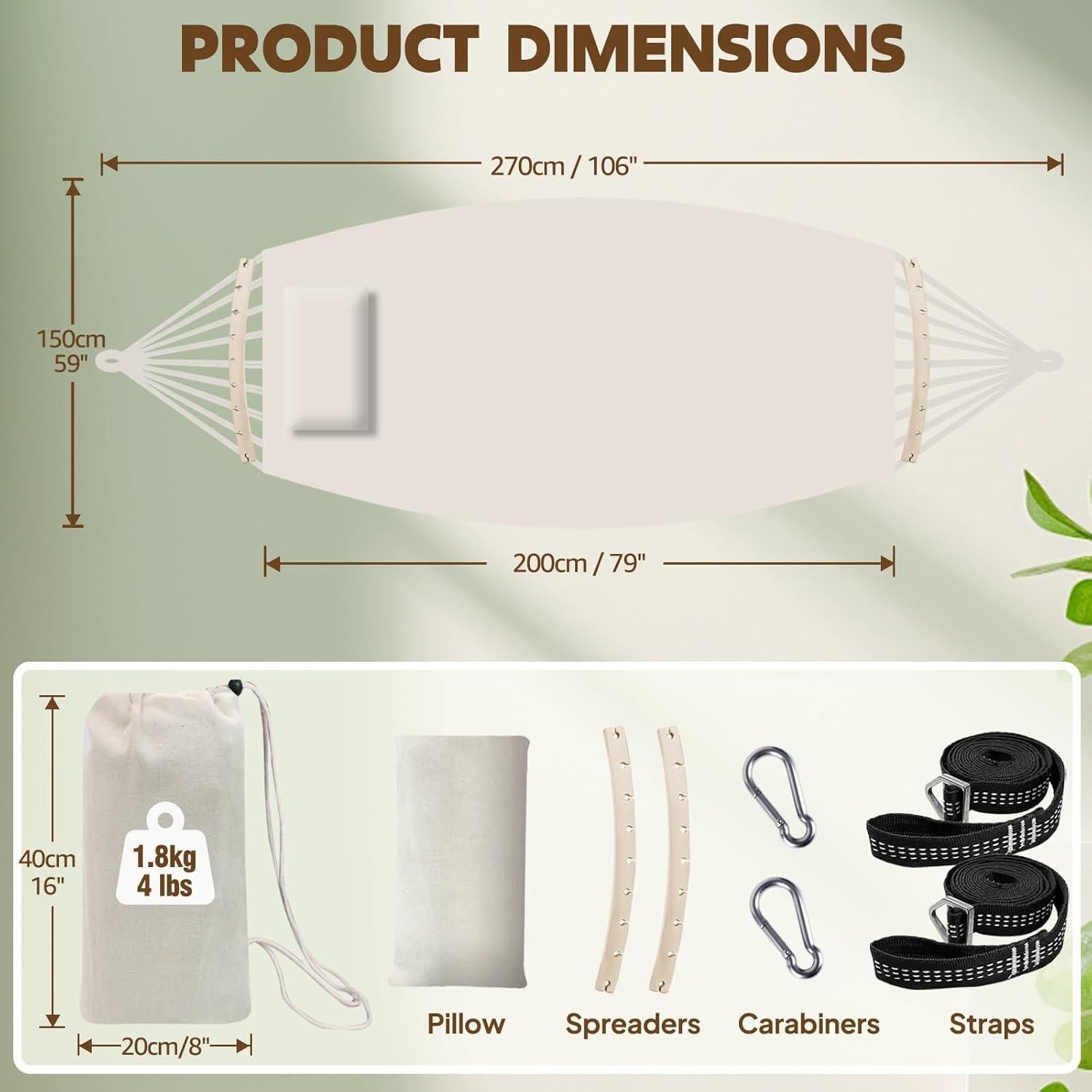 Hamaca Chihee Grande Algodón Suave 299kg Soporta 1 Persona