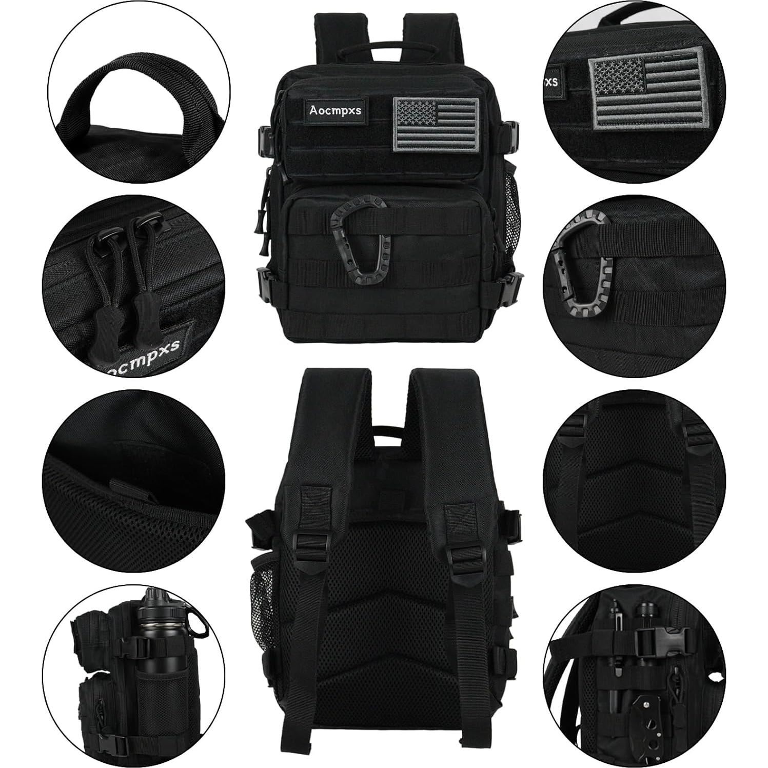 Mochila Táctica Aocmpxs 9L Resistente y Compacta (Negro)