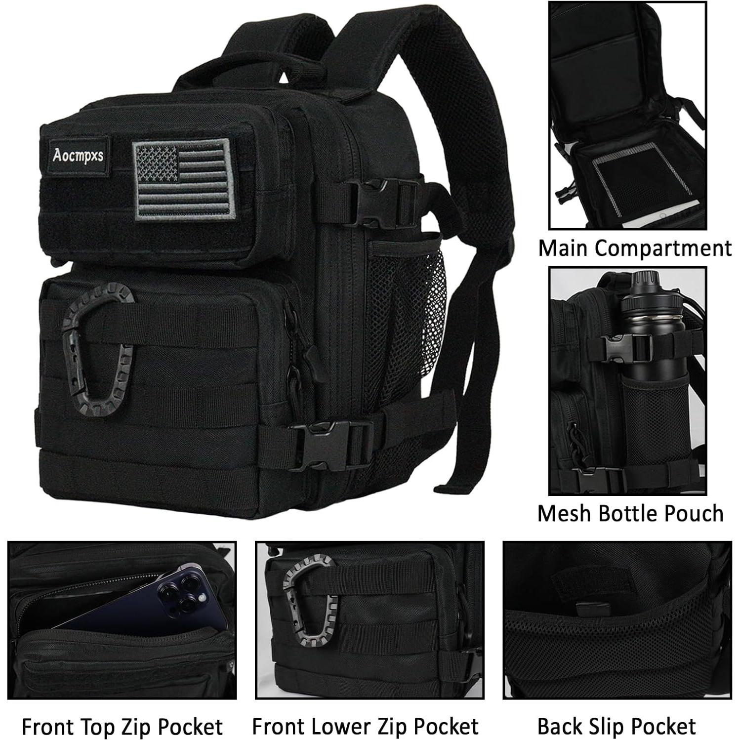 Mochila Táctica Aocmpxs 9L Resistente y Compacta (Negro)