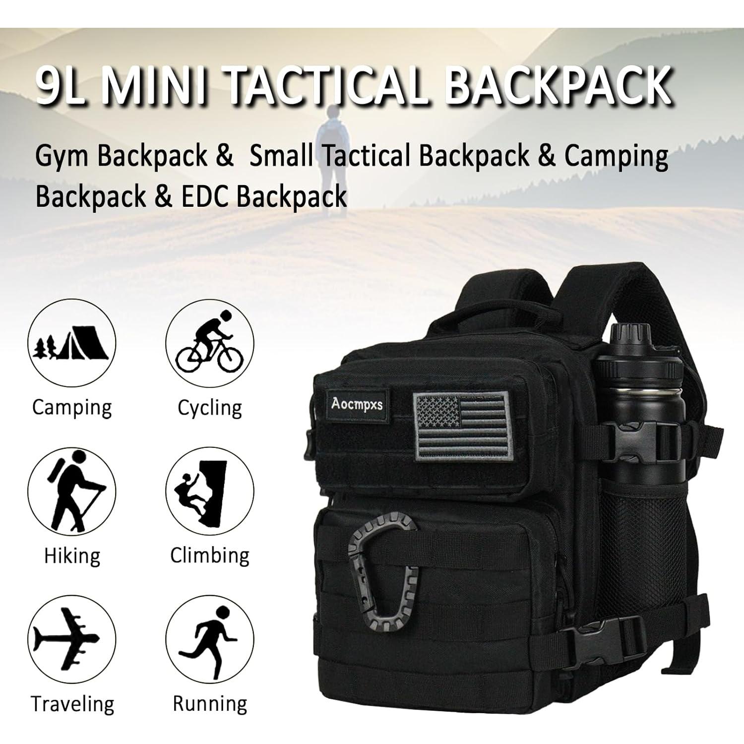 Mochila Táctica Aocmpxs 9L Resistente y Compacta (Negro)