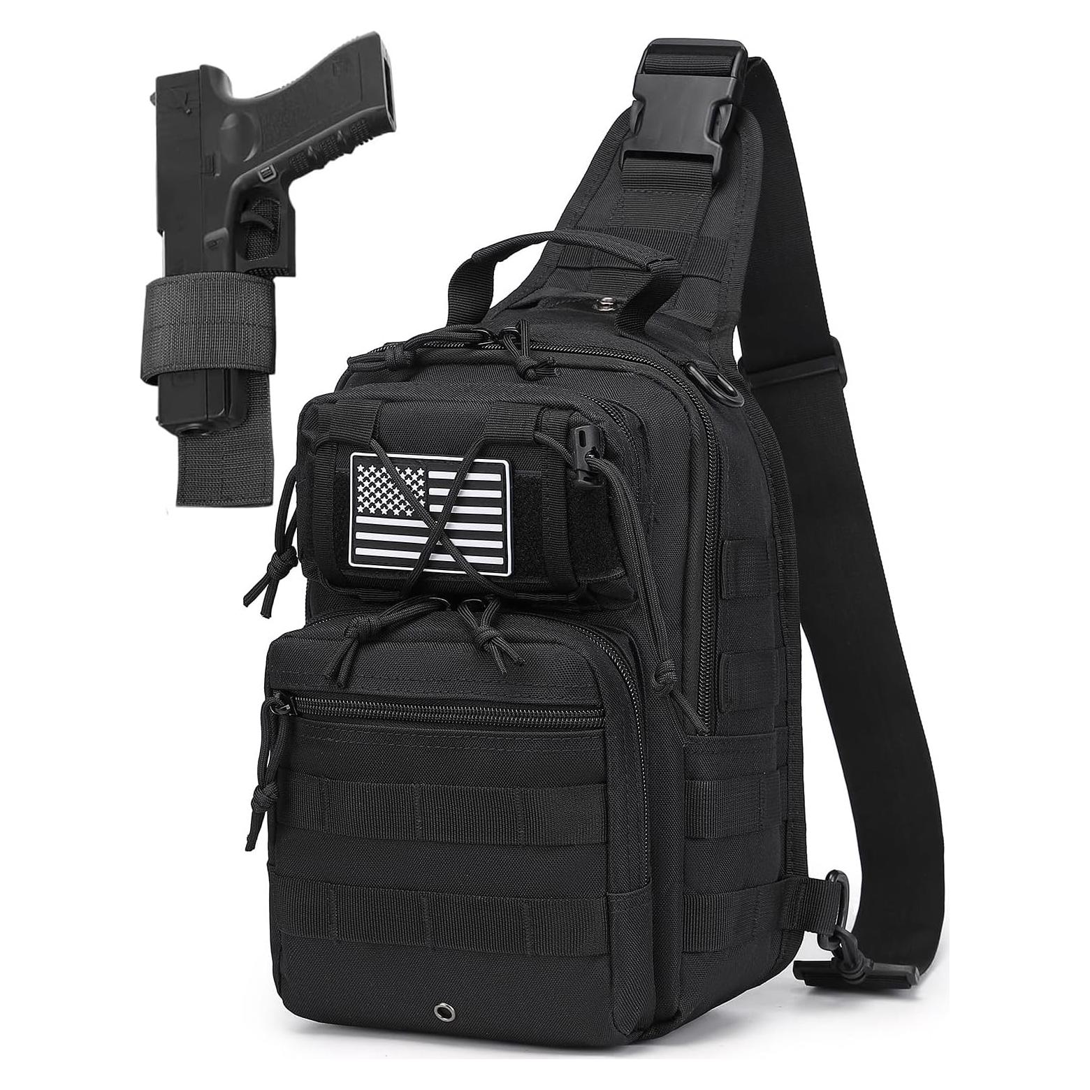 Mochila Cruzada Táctica Militar Negra 10L para Hombres