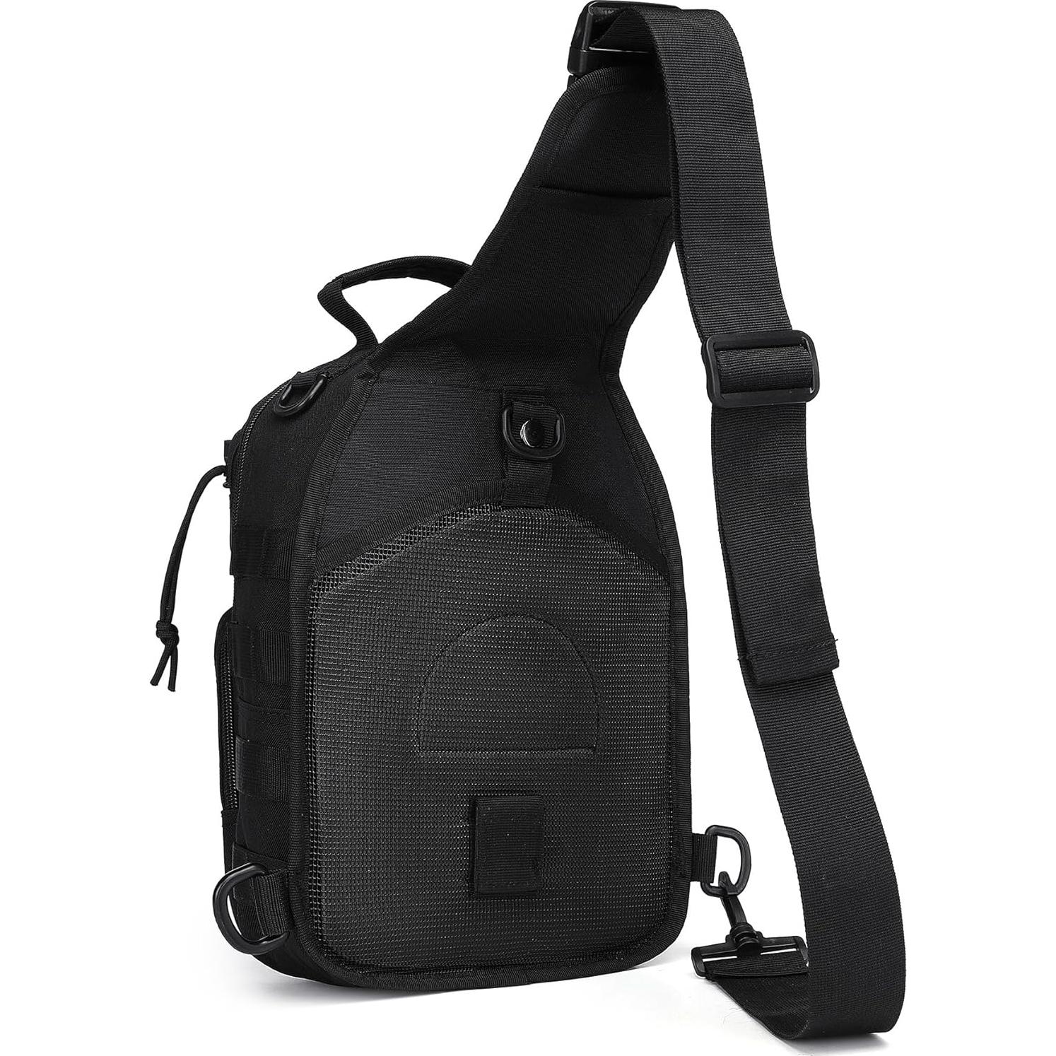 Mochila Cruzada Táctica Militar Negra 10L para Hombres
