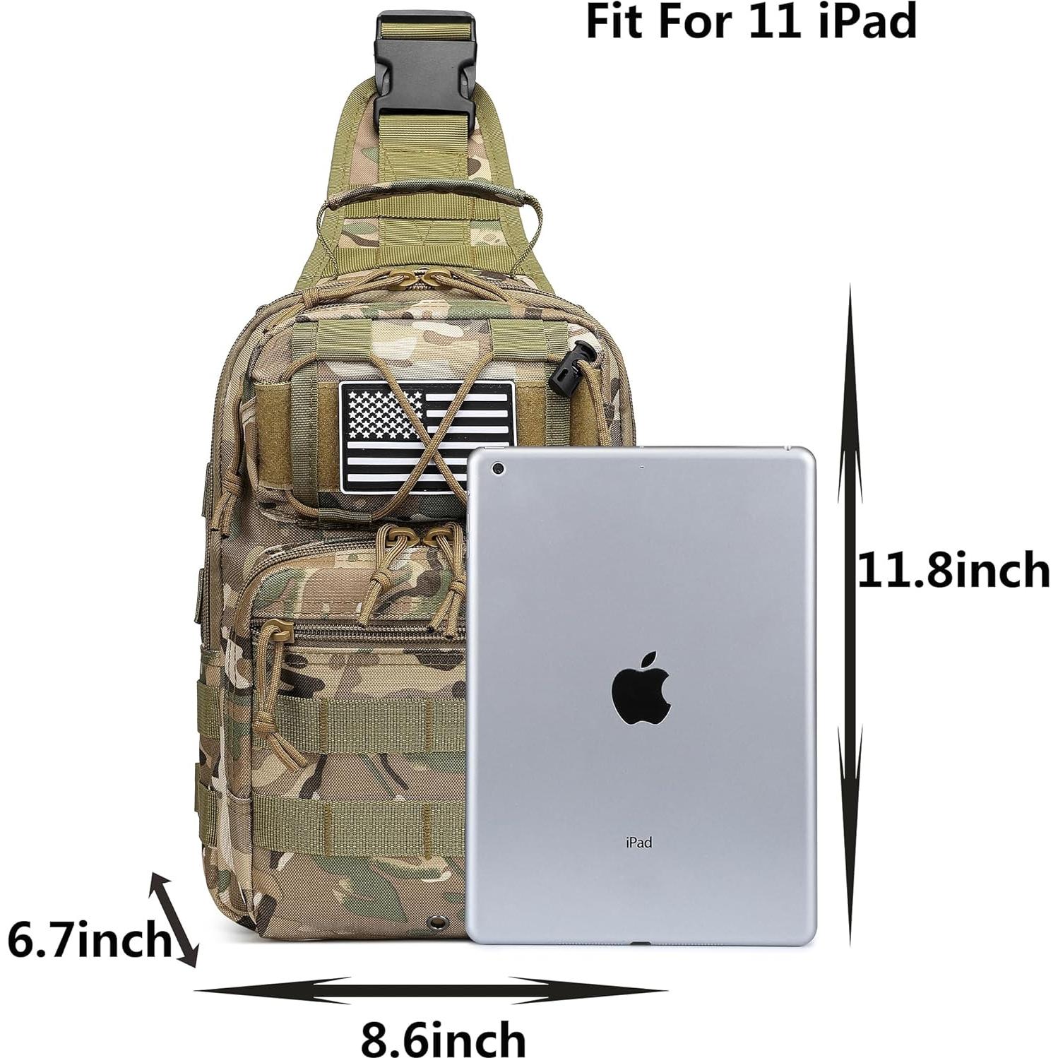 Mochila Cruzada Táctica Militar Negra 10L para Hombres