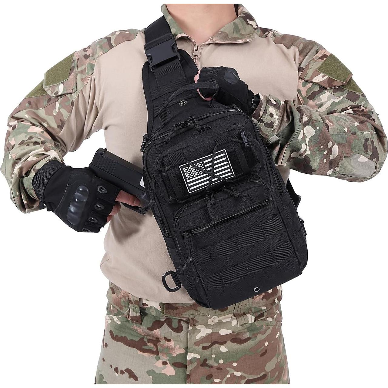 Mochila Cruzada Táctica Militar Negra 10L para Hombres