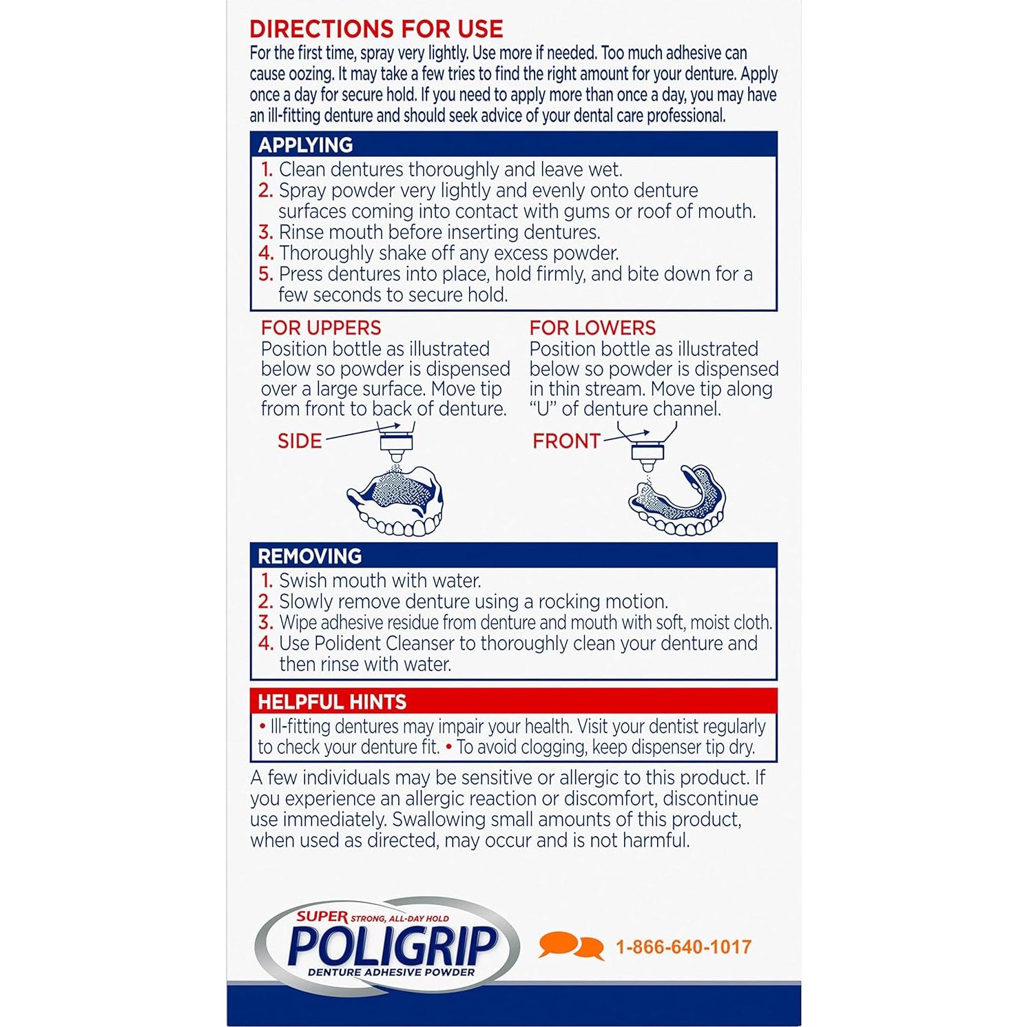 Super Poligrip Adhesivo en Polvo para Dentaduras - Pack 6