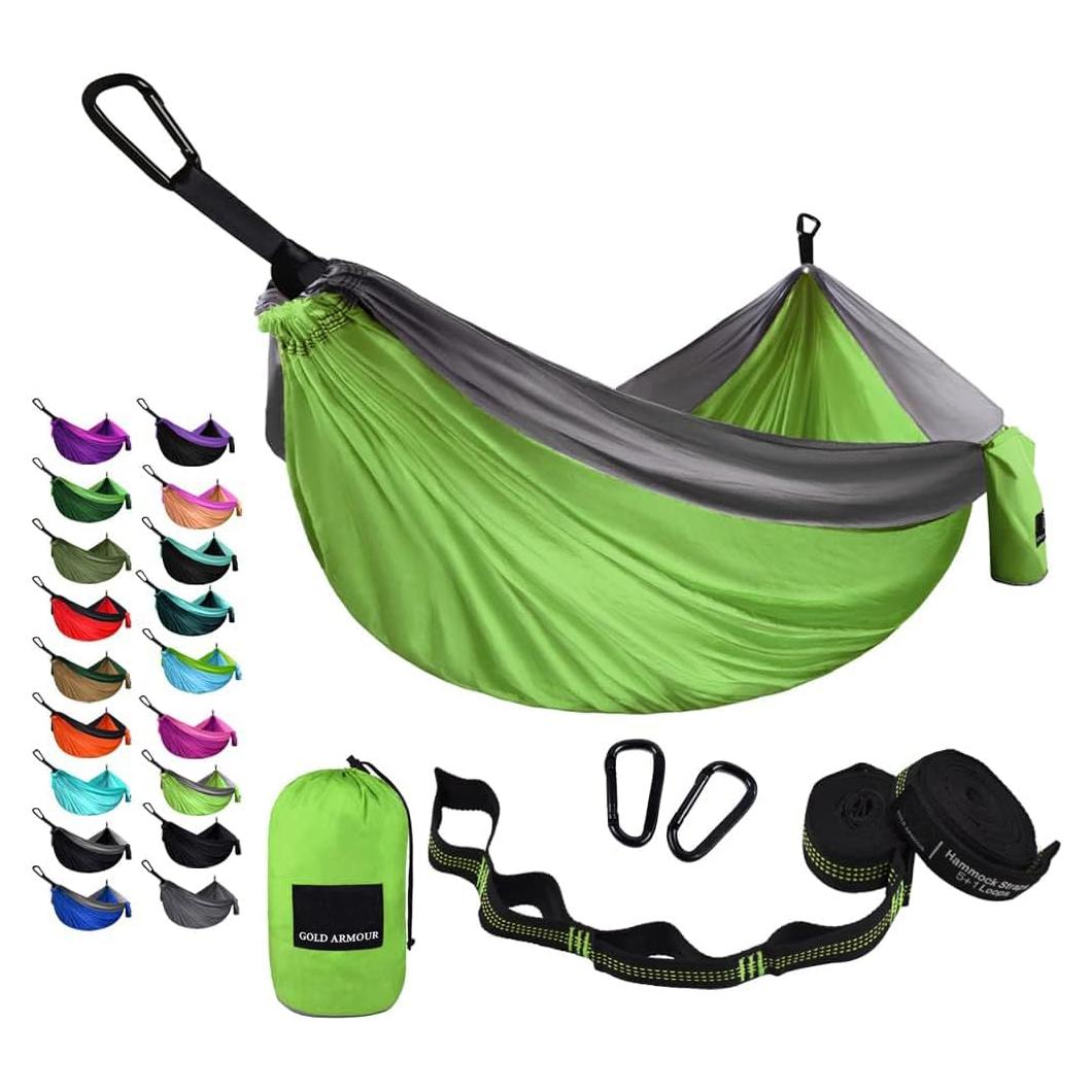 Hamaca de Camping Gold Armour Verde Lima y Gris 1 Persona
