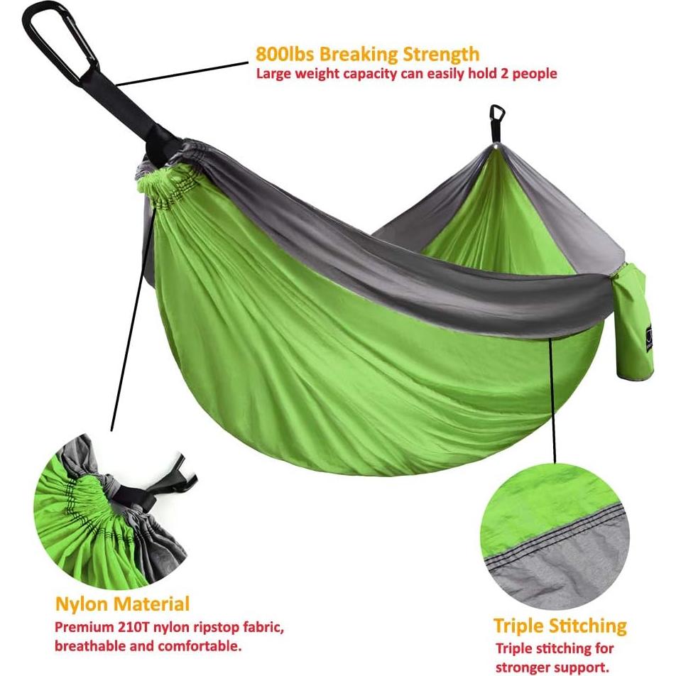 Hamaca de Camping Gold Armour Verde Lima y Gris 1 Persona