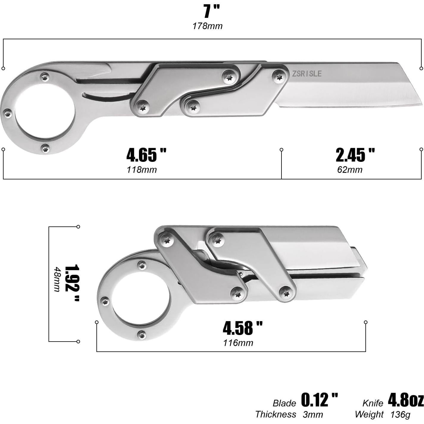 Cuchillo Plegable Zsrisle SBX Acero 17.78 cm Táctico Plata