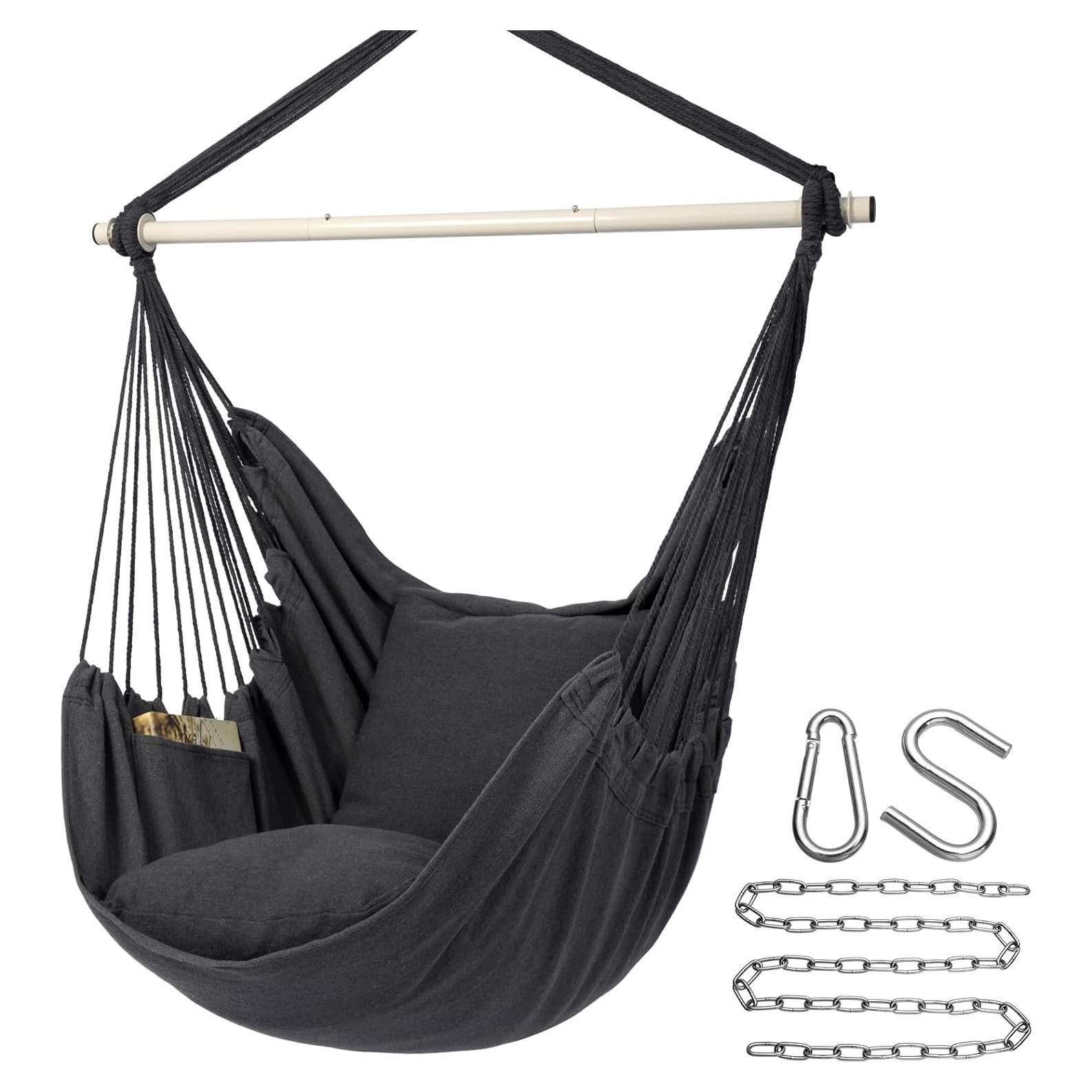 Silla Colgante Y-STOP Gris Oscuro con Cojines y Barra