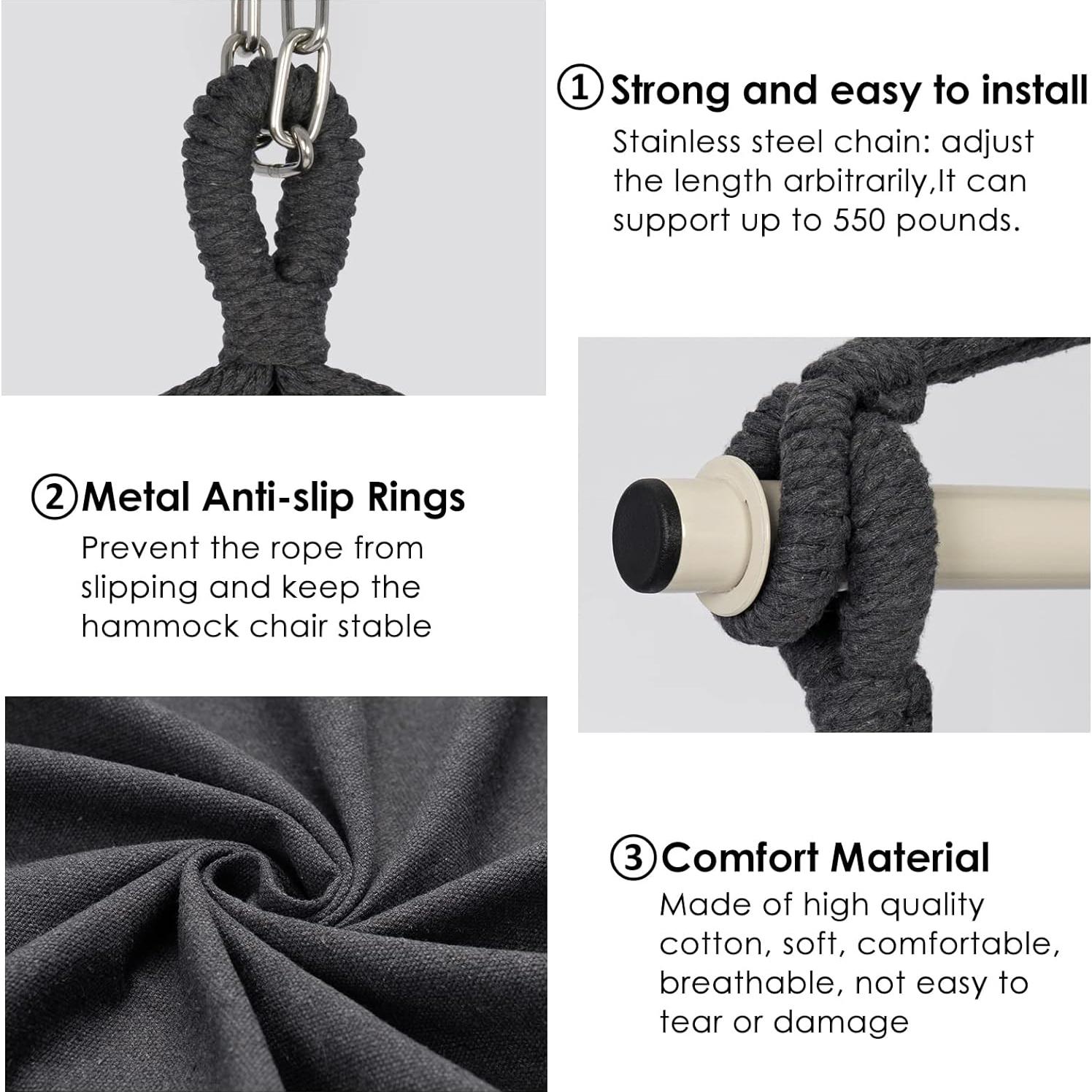 Silla Colgante Y-STOP Gris Oscuro con Cojines y Barra