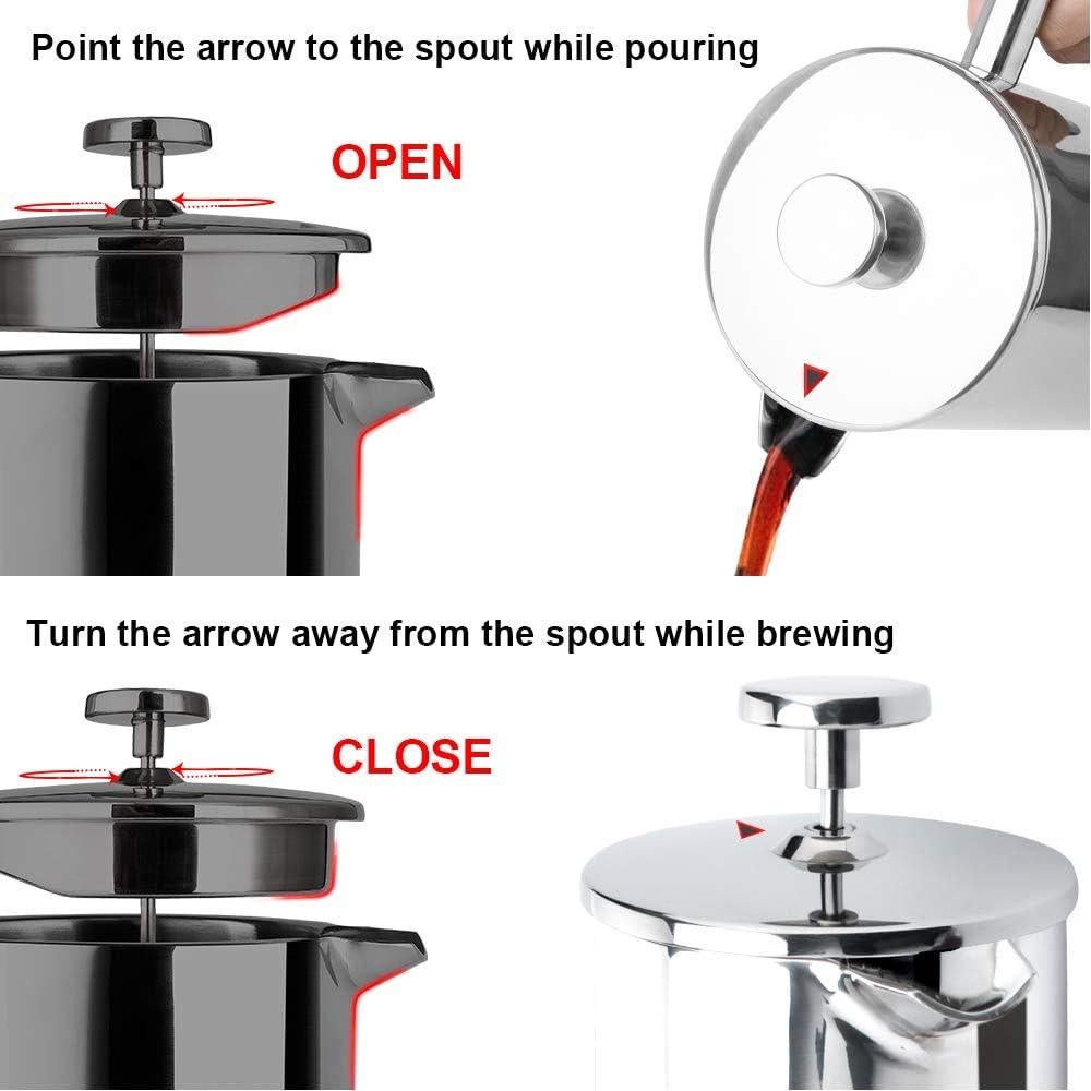 Cafetera Prensa Francesa Secura 17oz Acero Inoxidable Plata
