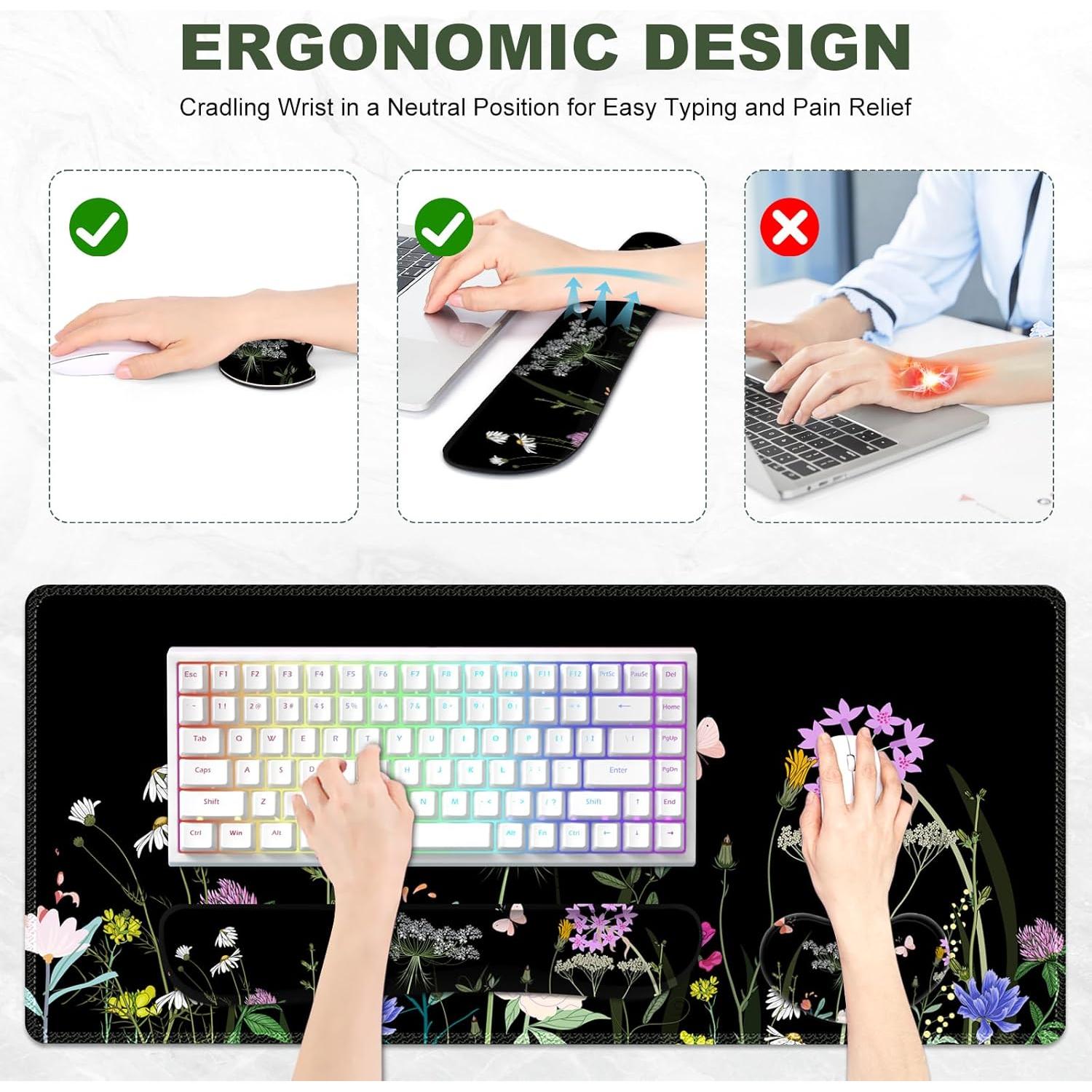 Alfombrilla de Escritorio XXL Lauspuck con Reposamuñecas Ergonómico