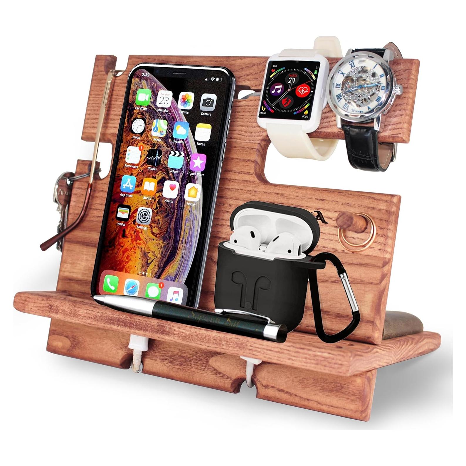 Estación de Acoplamiento BarvA de Madera Natural para Teléfonos