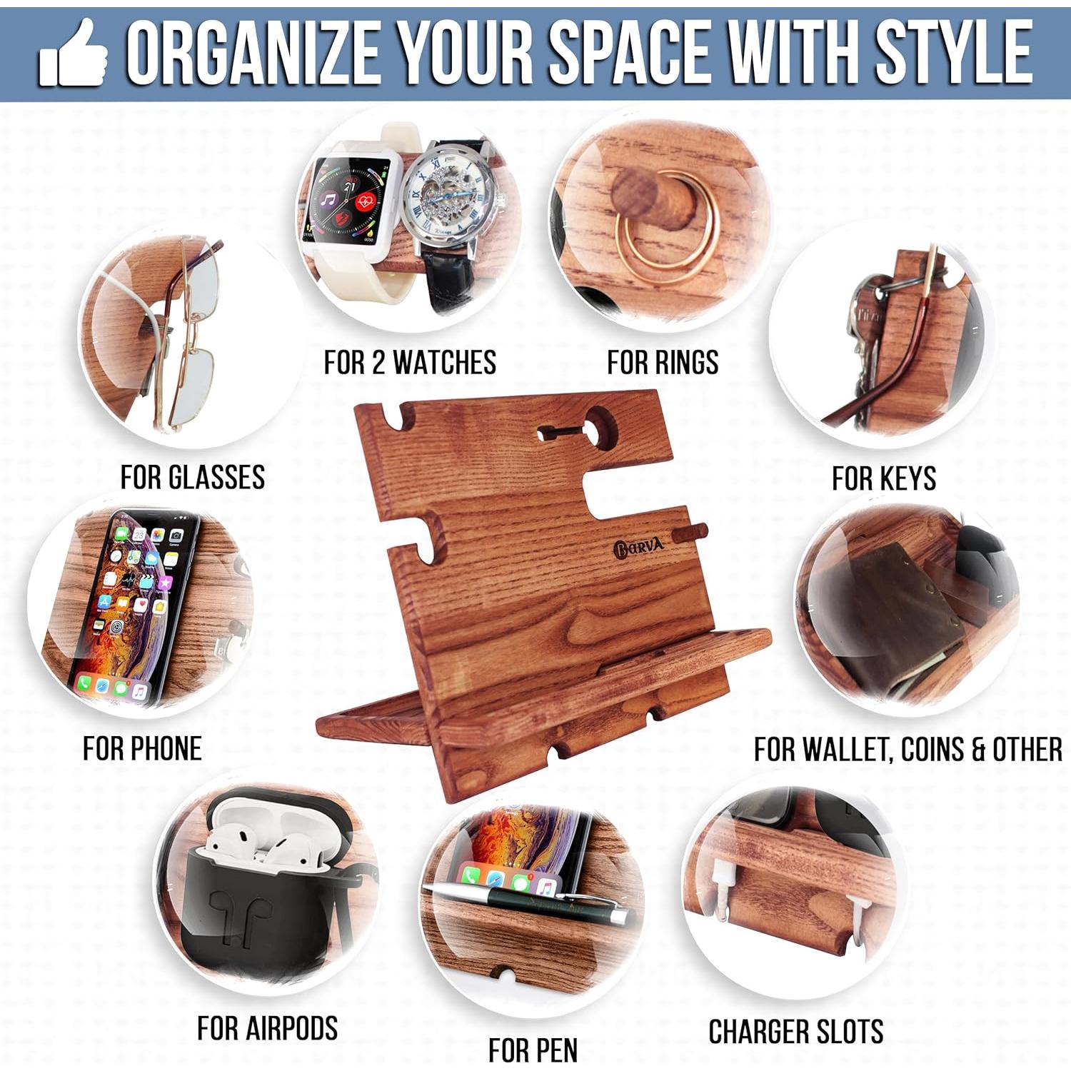 Estación de Acoplamiento BarvA de Madera Natural para Teléfonos