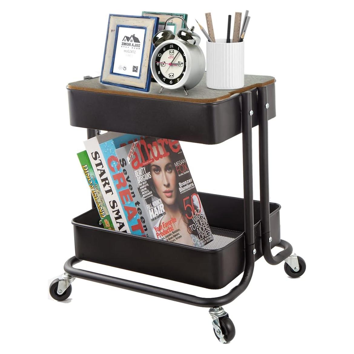 Carro de Utilidad de Metal 2 Niveles Melody House Negro