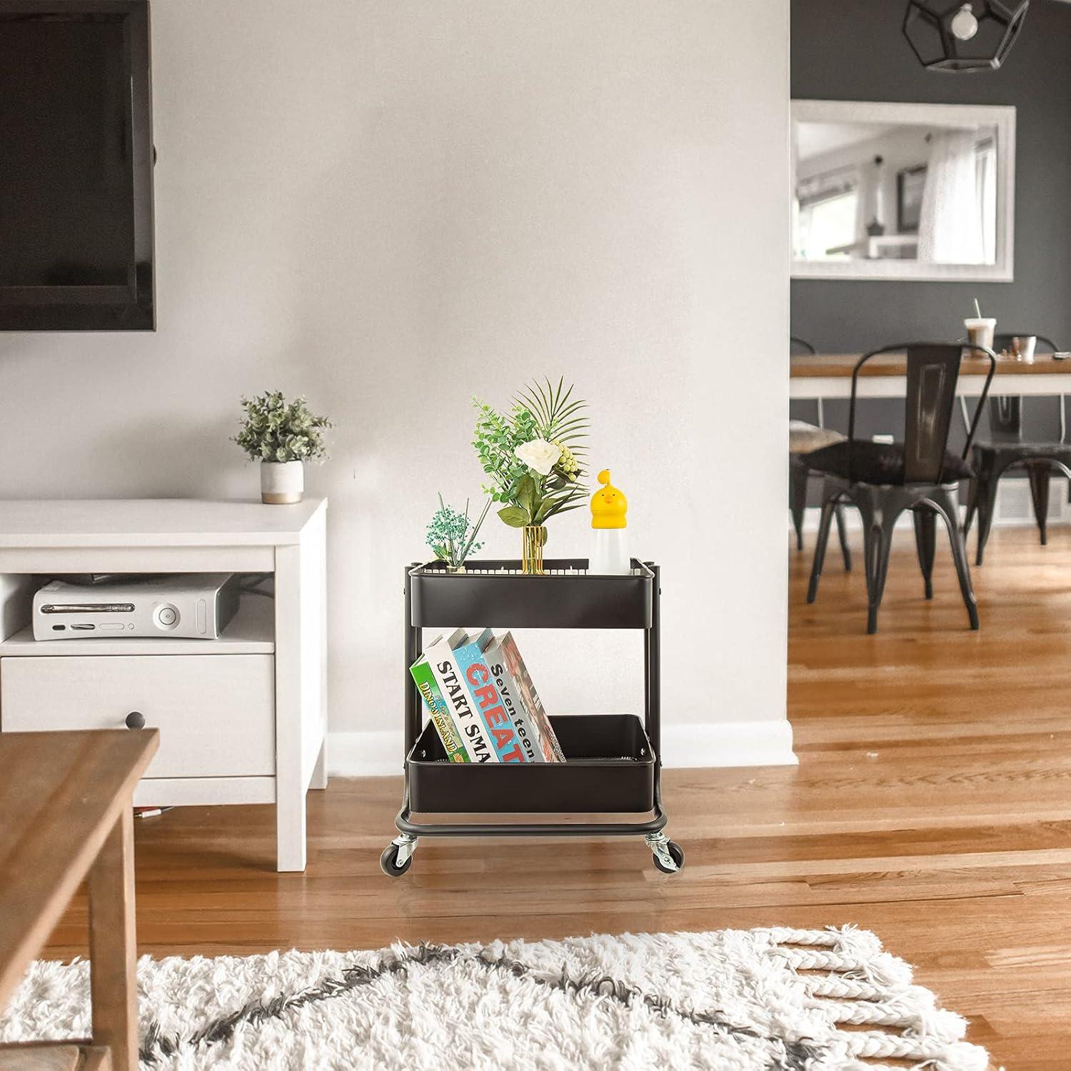 Carro de Utilidad de Metal 2 Niveles Melody House Negro