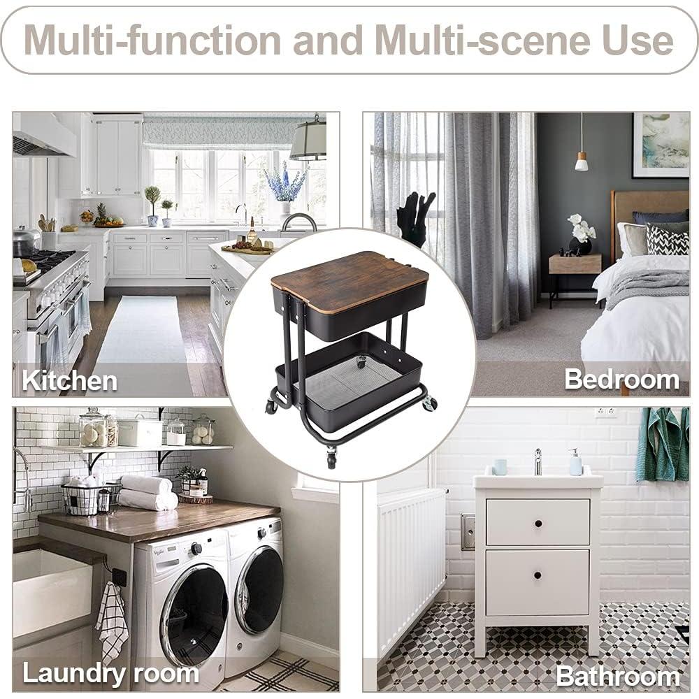 Carro de Utilidad de Metal 2 Niveles Melody House Negro