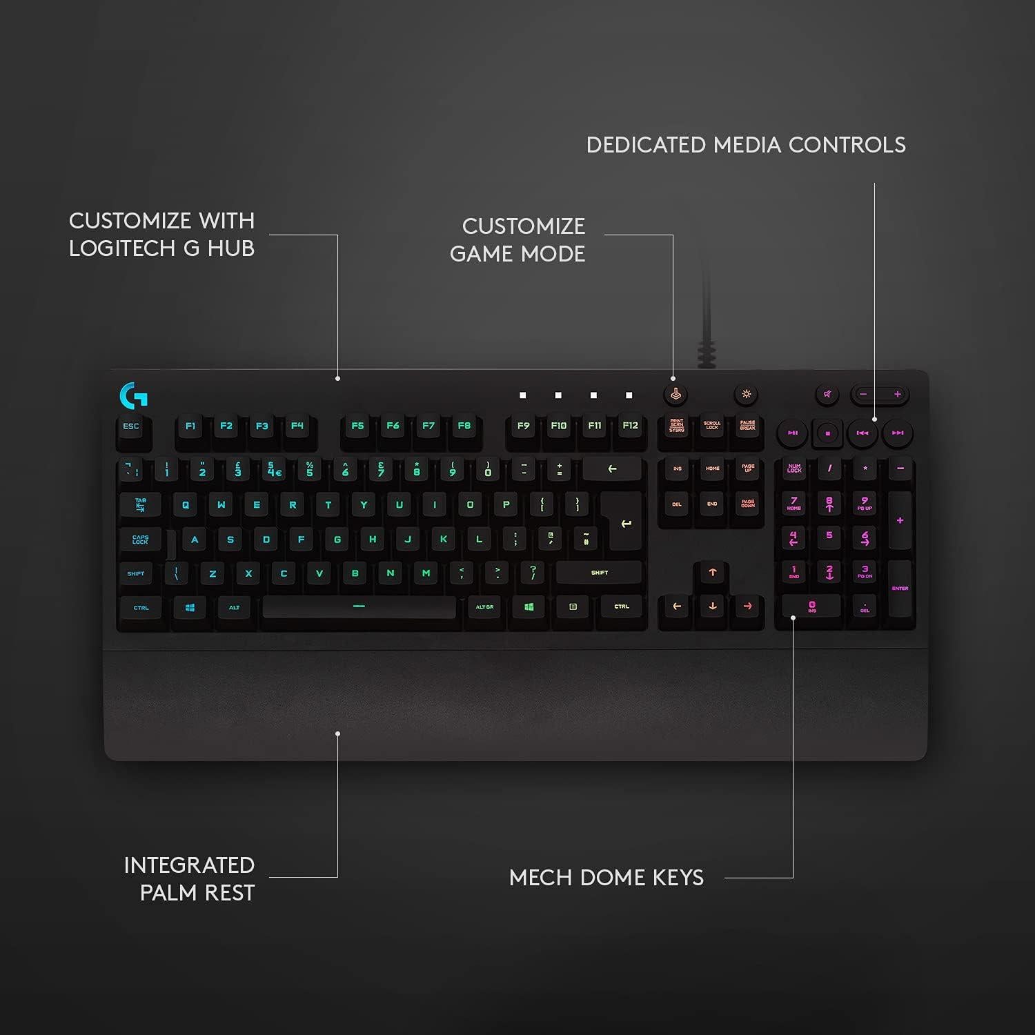 Teclado Gaming Logitech G213 Prodigy, RGB, Resistente a Derrames