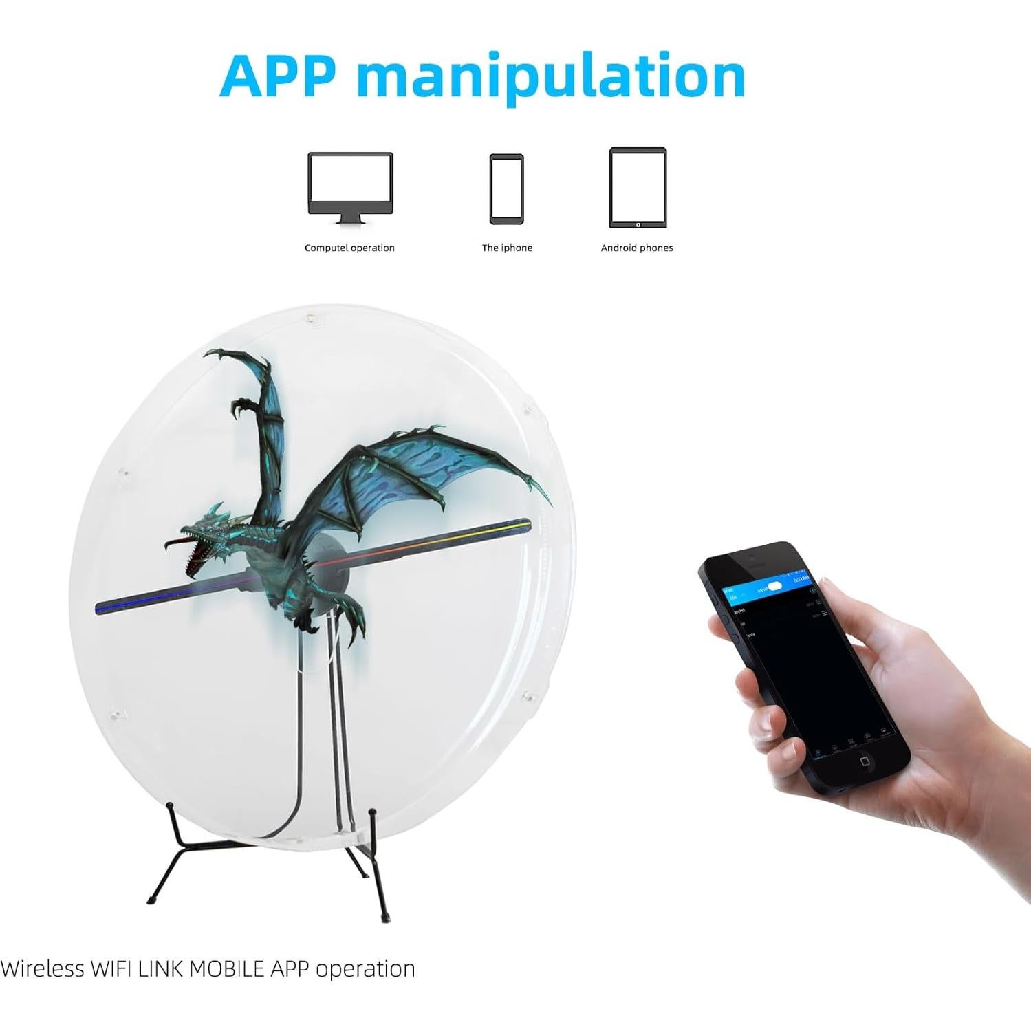 Ventilador 3D Holográfico Missyou 54 cm con Control Remoto y WiFi