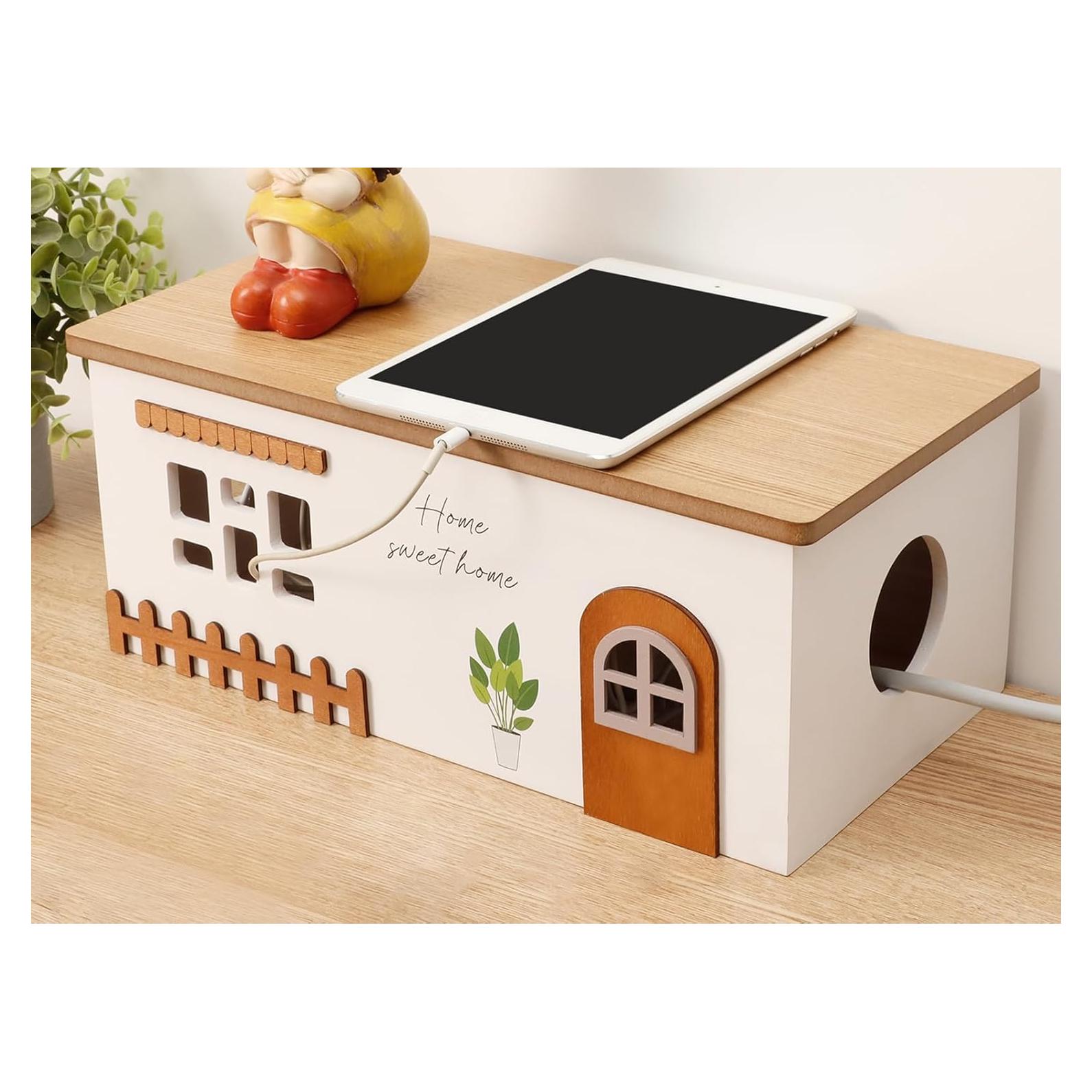 Caja de Gestión de Cables de Madera TUKDAK Grande 36.8x19.3 cm