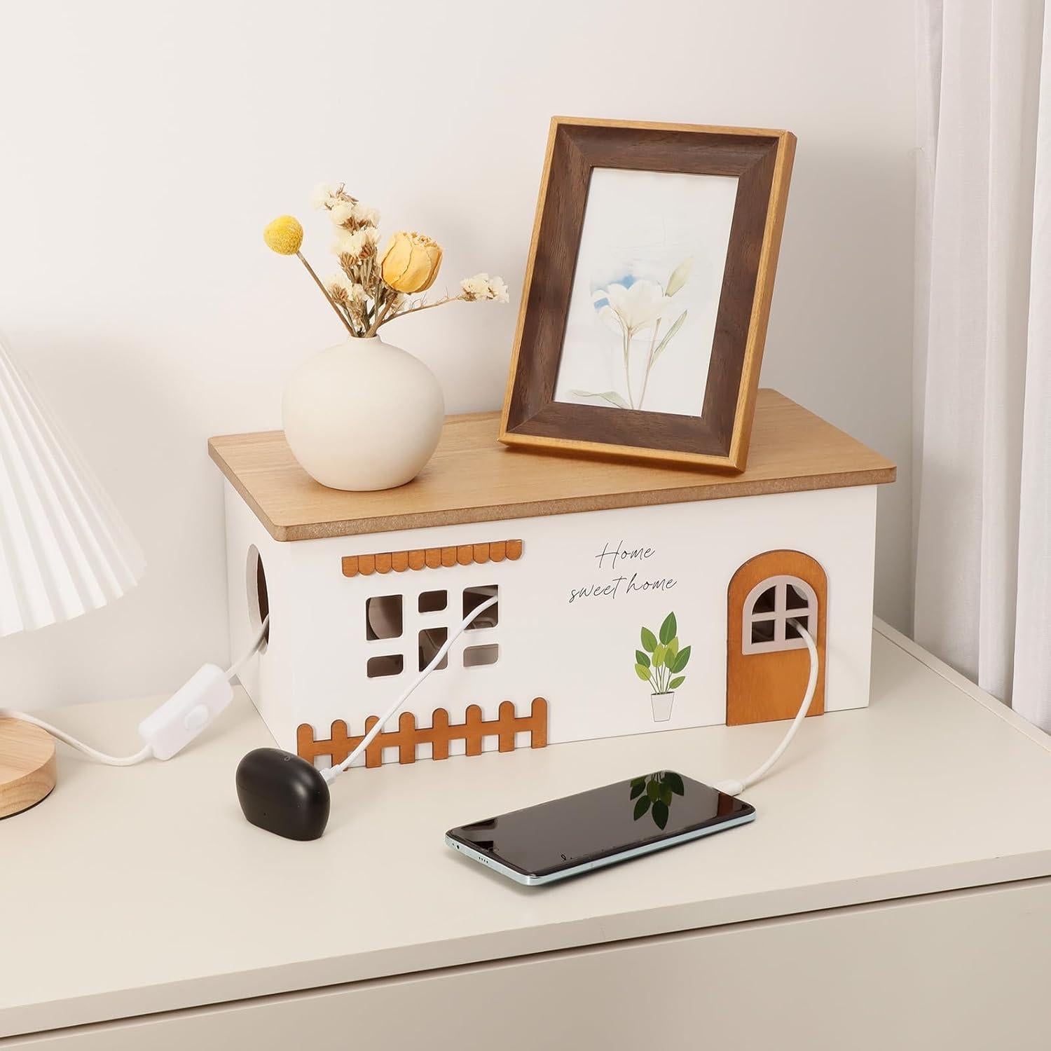 Caja de Gestión de Cables de Madera TUKDAK Grande 36.8x19.3 cm