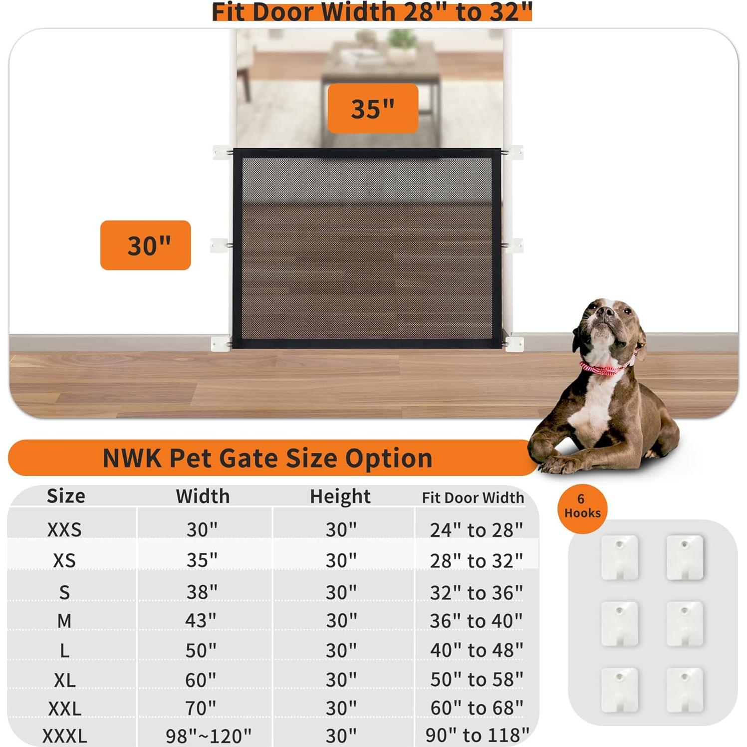 Puerta Mágica NWK para Mascotas 88.9x76.2 cm 6 Ganchos