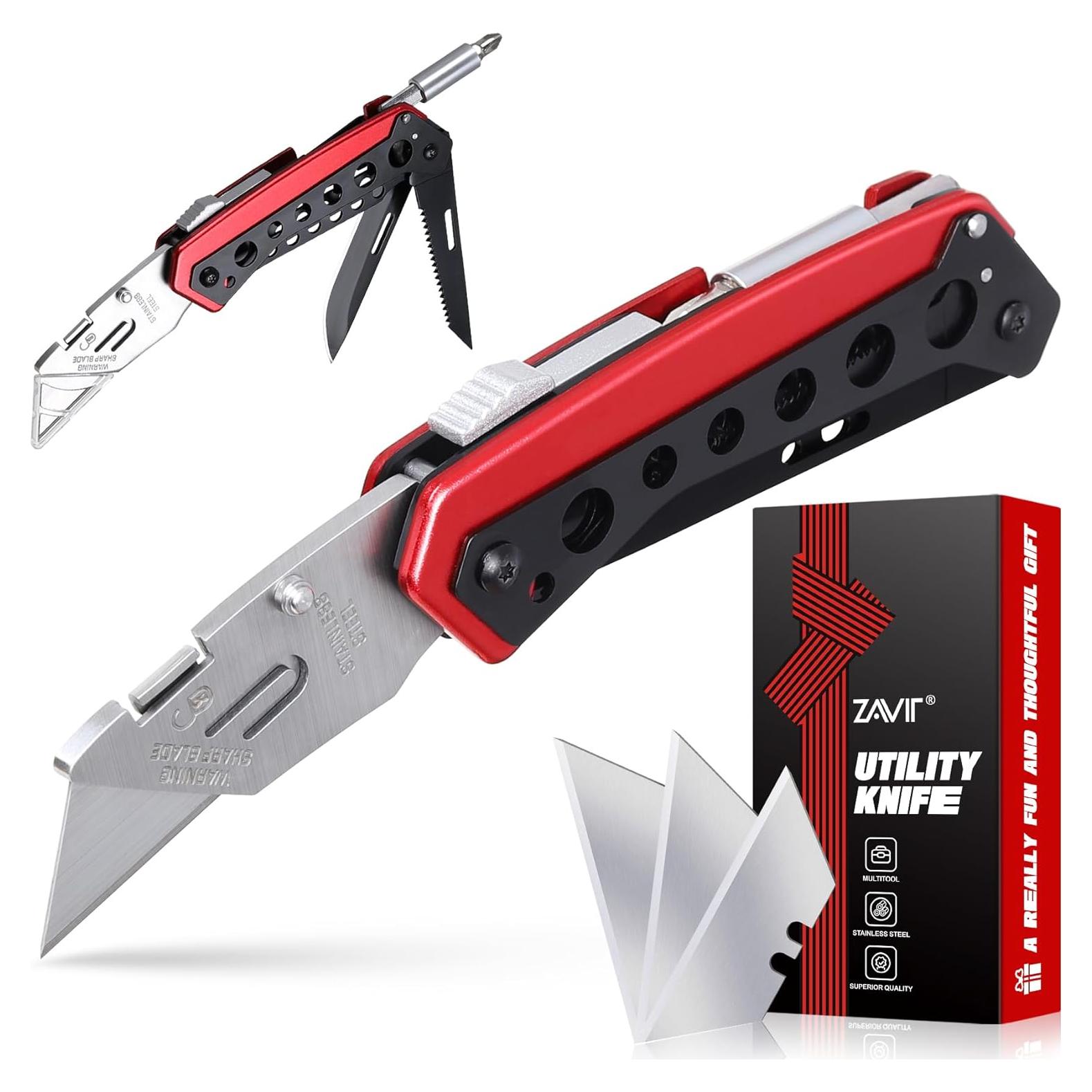 Cuchillo Utility ZAVIT 6 en 1 Plegable con 3 Cuchillas