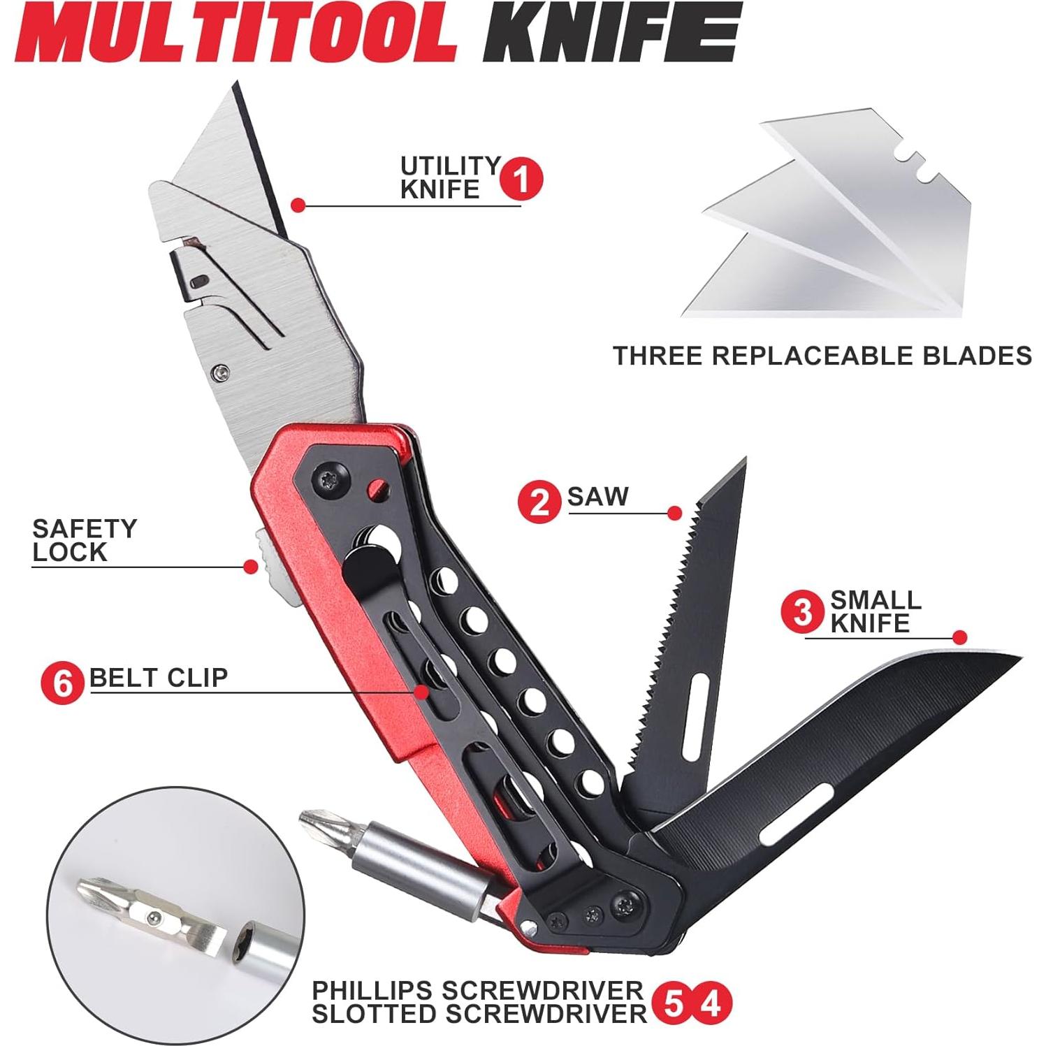 Cuchillo Utility ZAVIT 6 en 1 Plegable con 3 Cuchillas