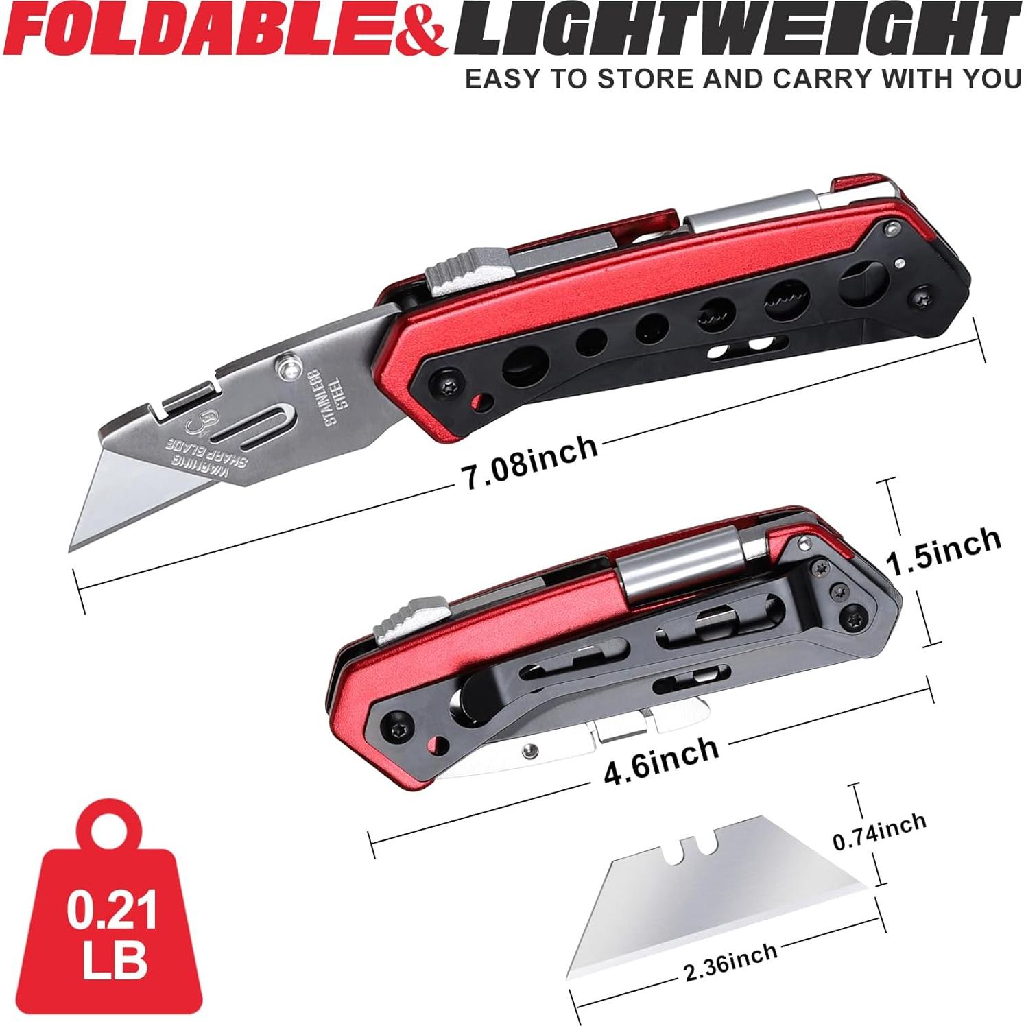 Cuchillo Utility ZAVIT 6 en 1 Plegable con 3 Cuchillas