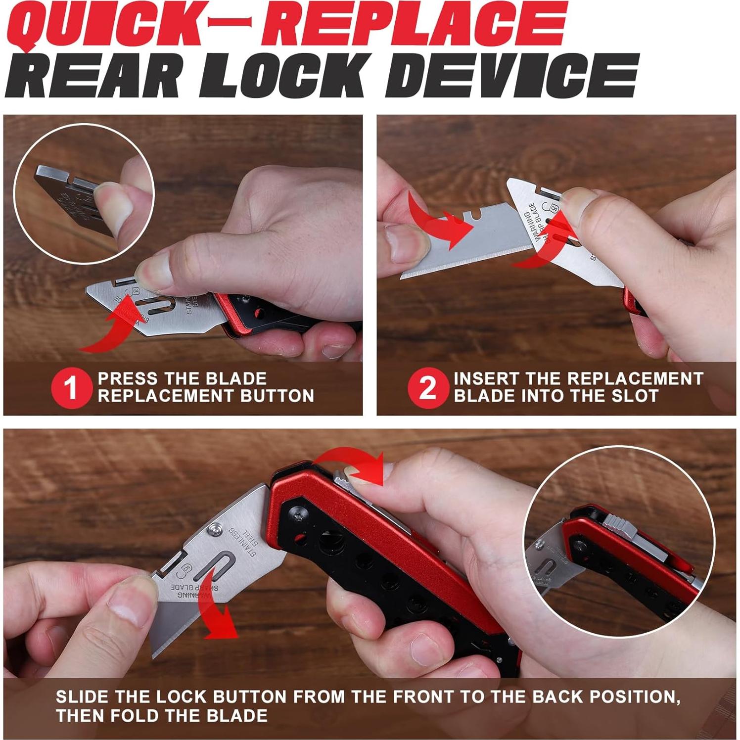 Cuchillo Utility ZAVIT 6 en 1 Plegable con 3 Cuchillas