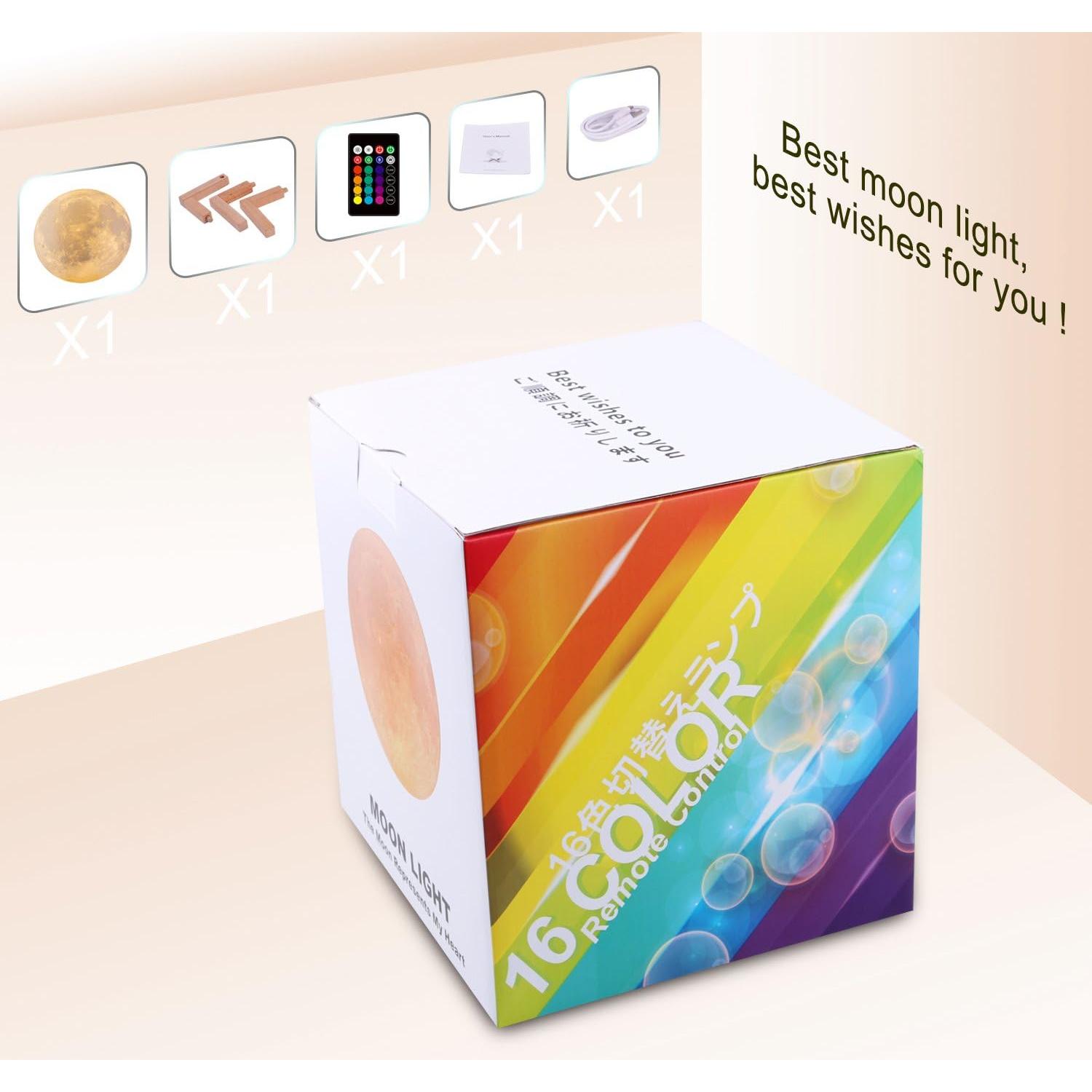 Lámpara de Luna LOGROTATE LED 12.19 CM 16 Colores Control Remoto