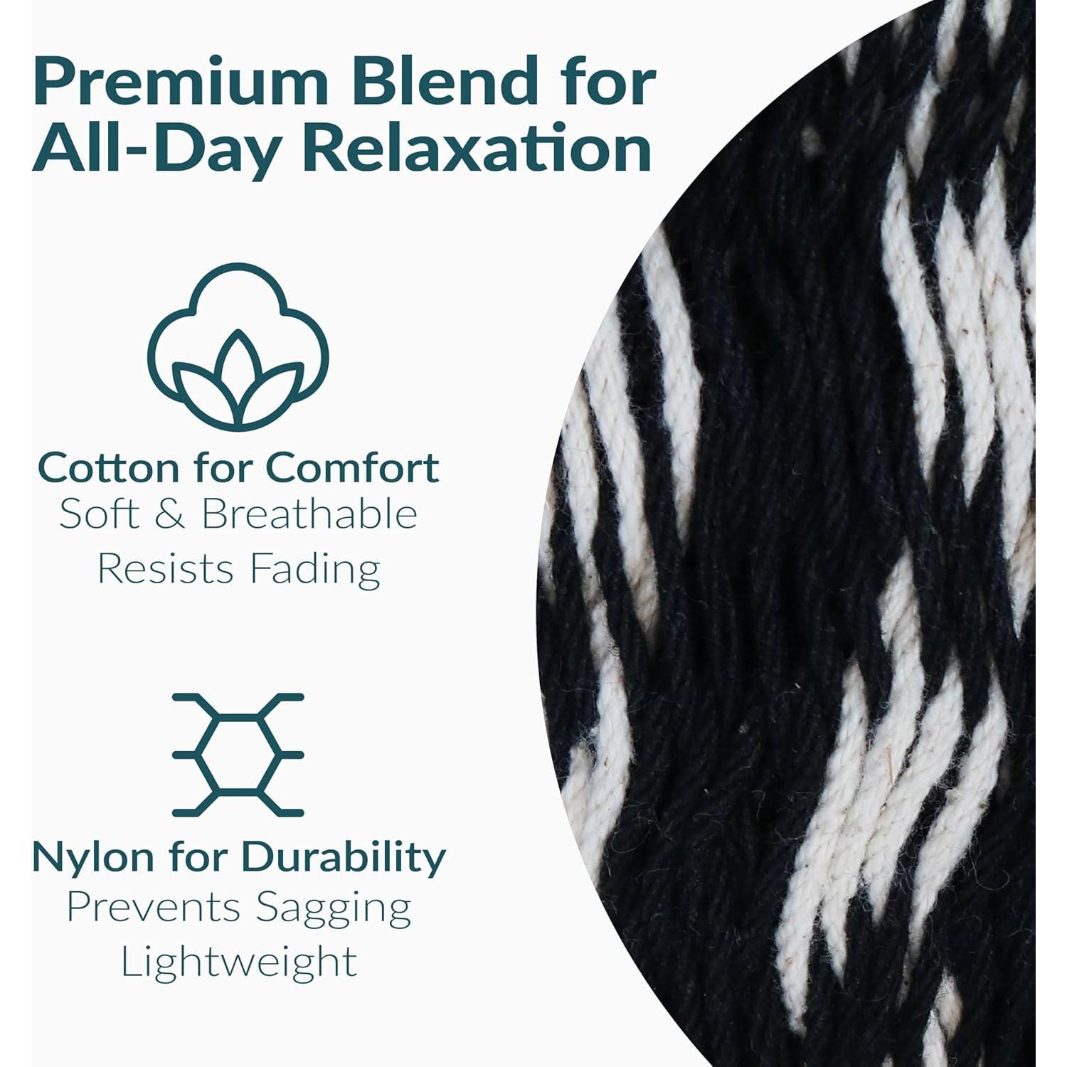 Hamaca Doble Maya XXL Sunnydaze 396 cm Negro/Natural