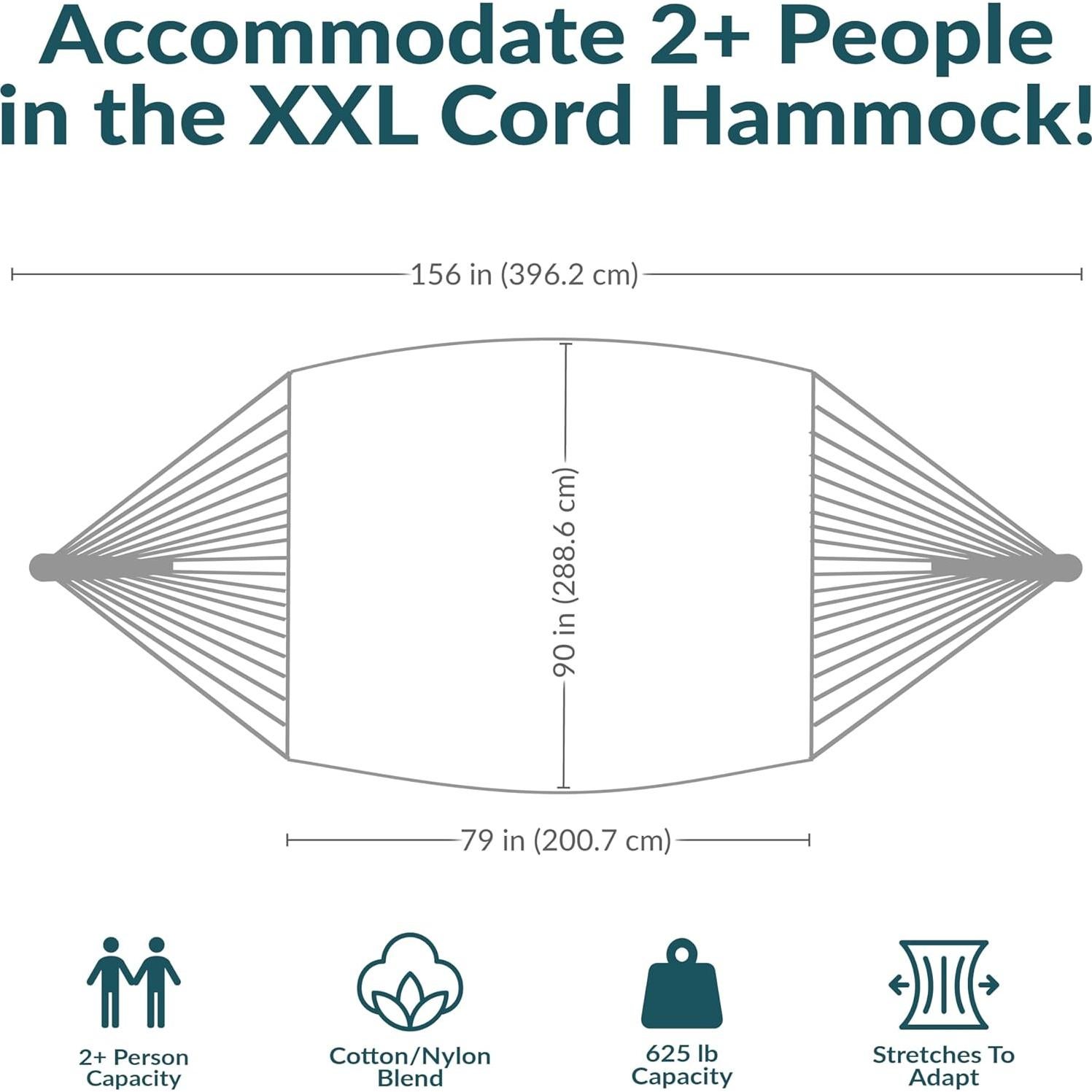 Hamaca Doble Maya XXL Sunnydaze 396 cm Negro/Natural