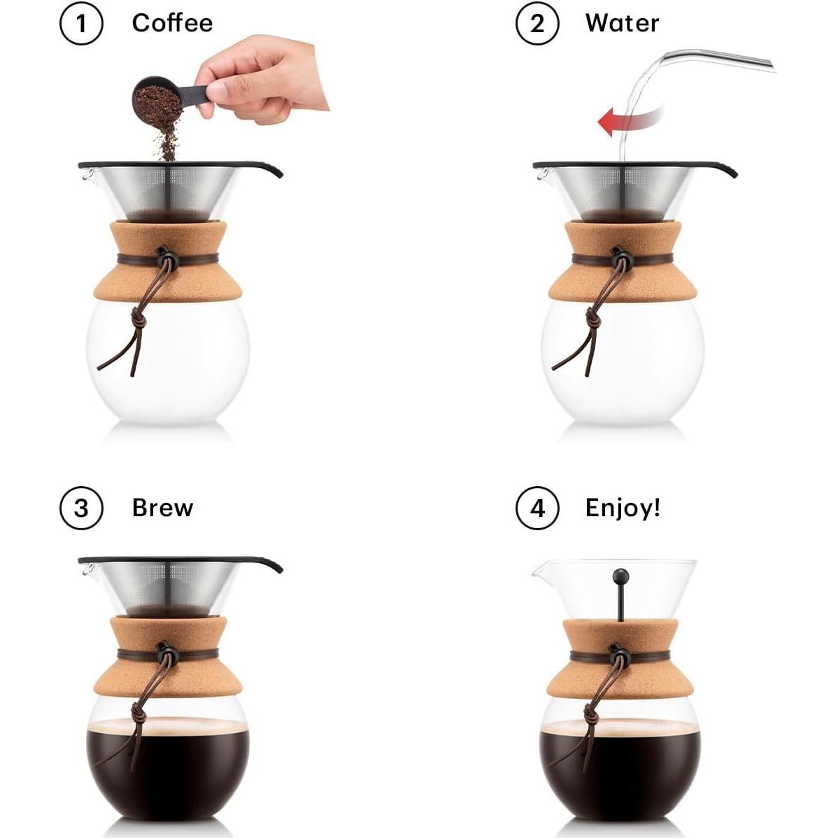 Cafetera de Goteo Bodum 1.0L Acero Inoxidable y Vidrio