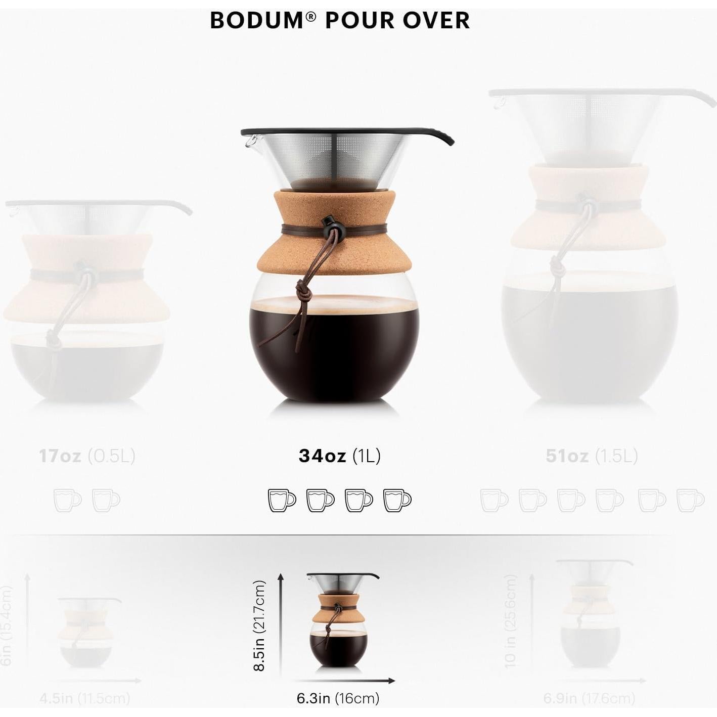 Cafetera de Goteo Bodum 1.0L Acero Inoxidable y Vidrio