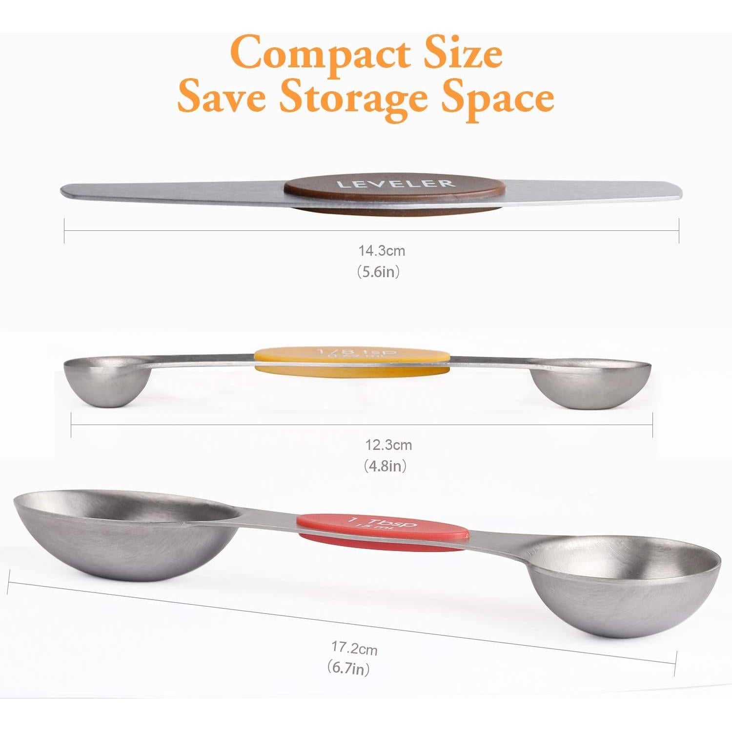 Juego de Cucharas Medidoras Magnéticas YellRin 8 Piezas Acero Inoxidable