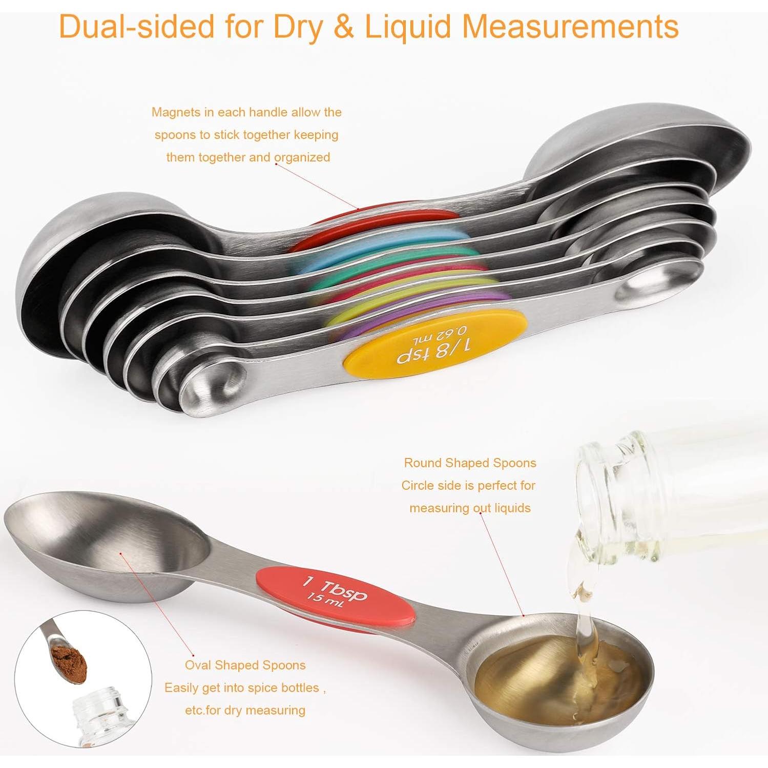 Juego de Cucharas Medidoras Magnéticas YellRin 8 Piezas Acero Inoxidable