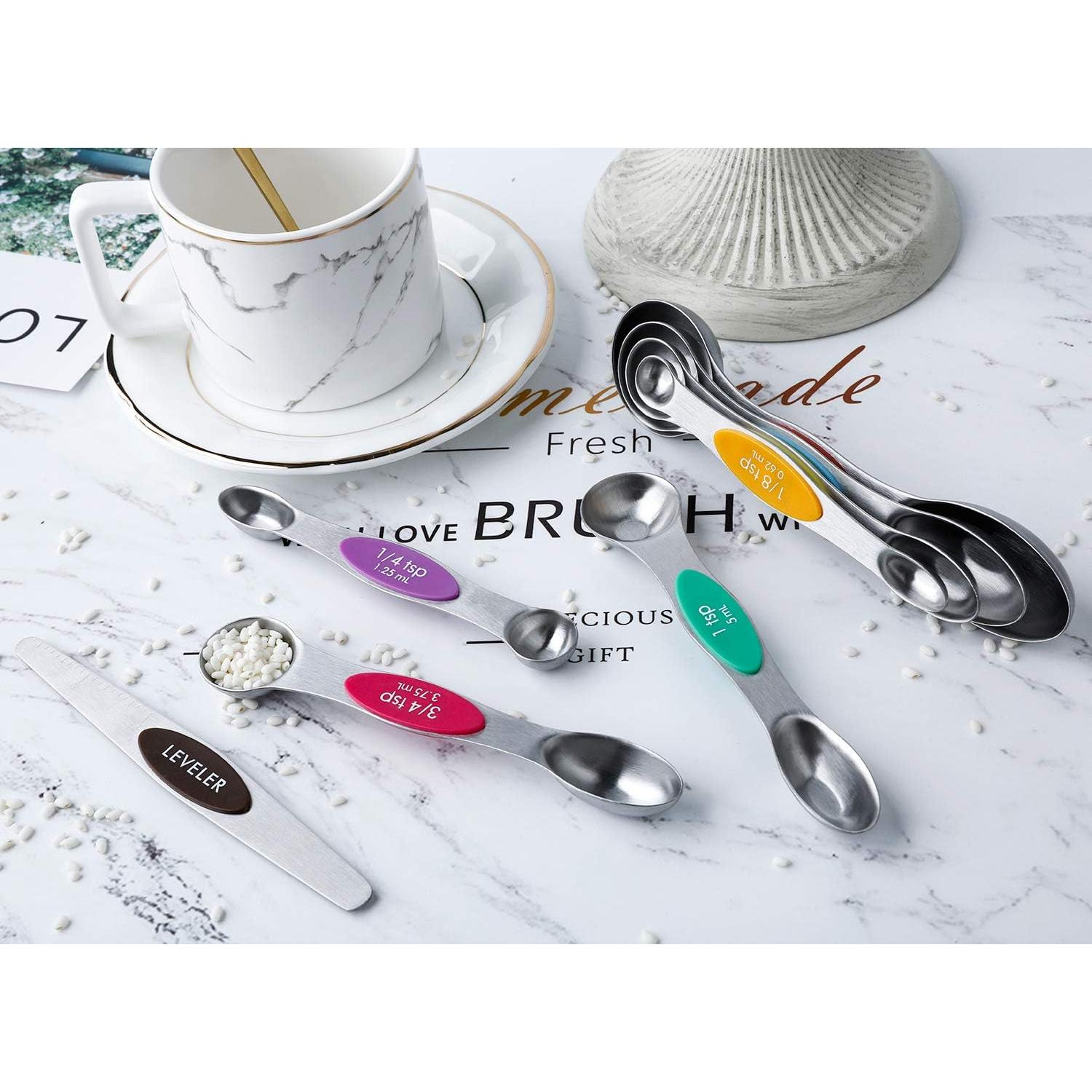 Juego de Cucharas Medidoras Magnéticas YellRin 8 Piezas Acero Inoxidable