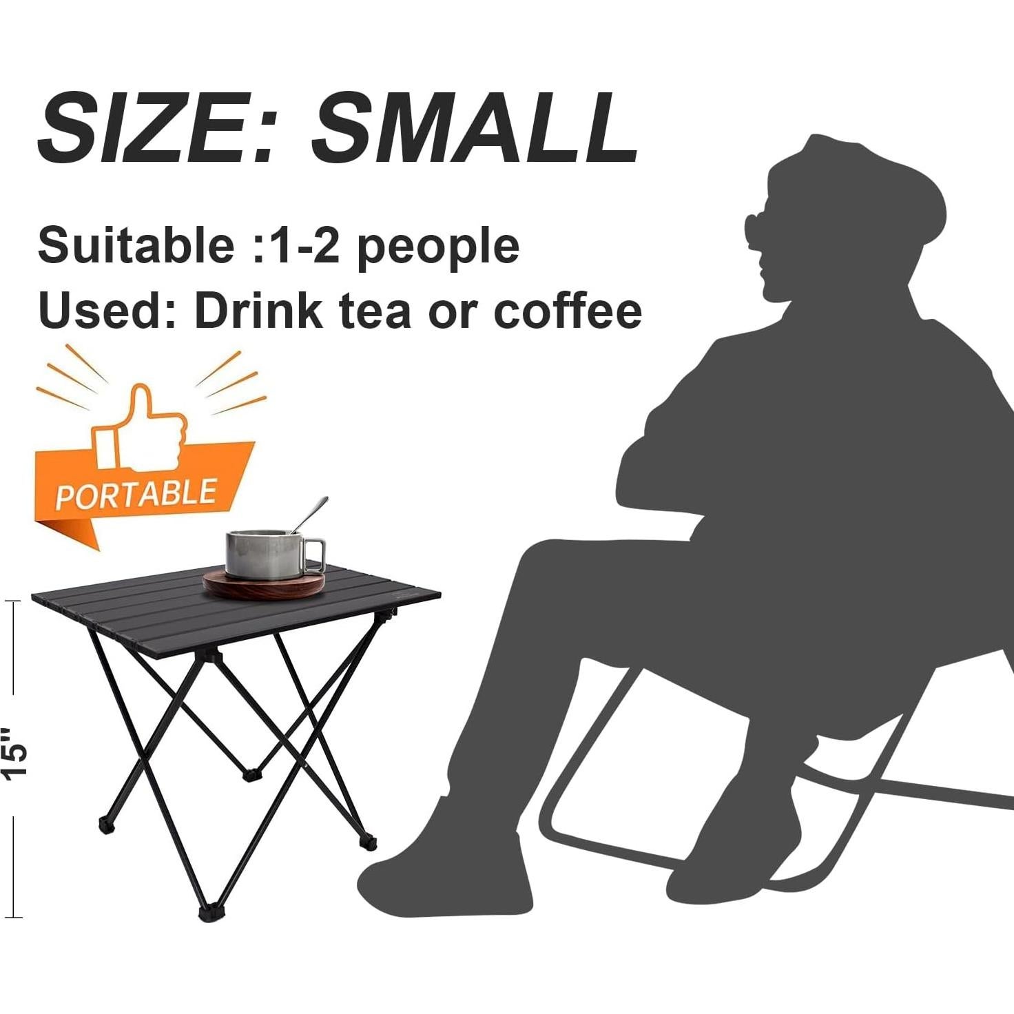 Camping Table Folding Portable Camp Side Table Aluminum Lightweight Carry Bag Beach Outdoor Hiking Picnics BBQ Cooking Dining Kitchen