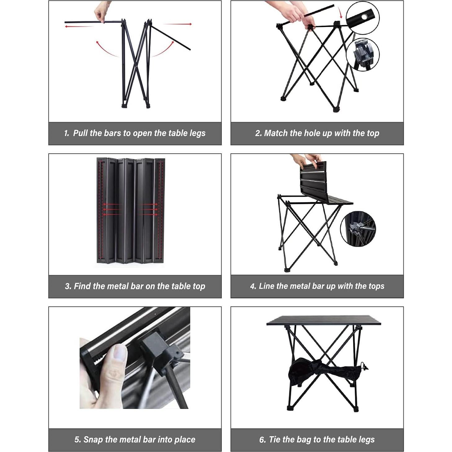 Camping Table Folding Portable Camp Side Table Aluminum Lightweight Carry Bag Beach Outdoor Hiking Picnics BBQ Cooking Dining Kitchen